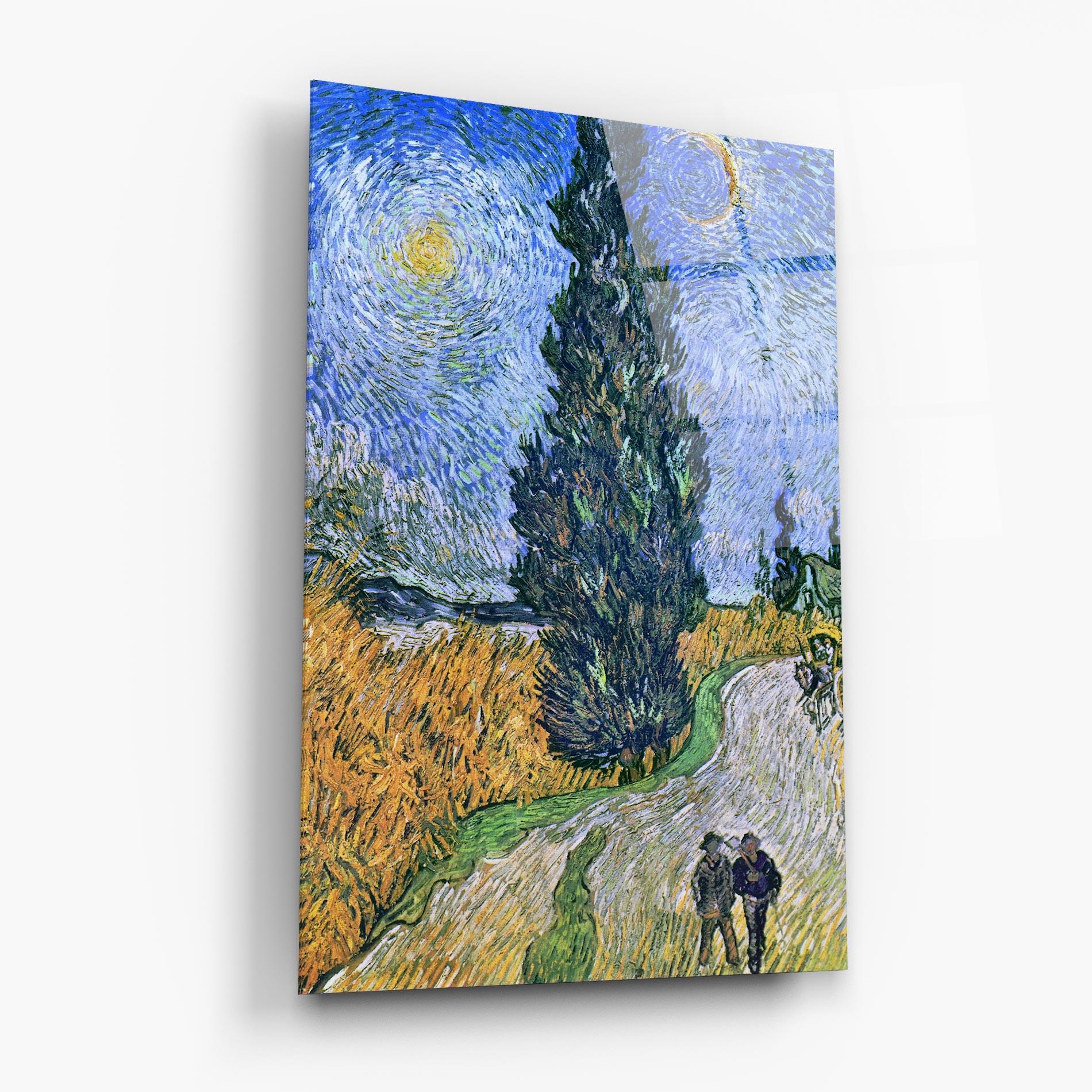 Стъклена картина Road With Cypress mockup 6