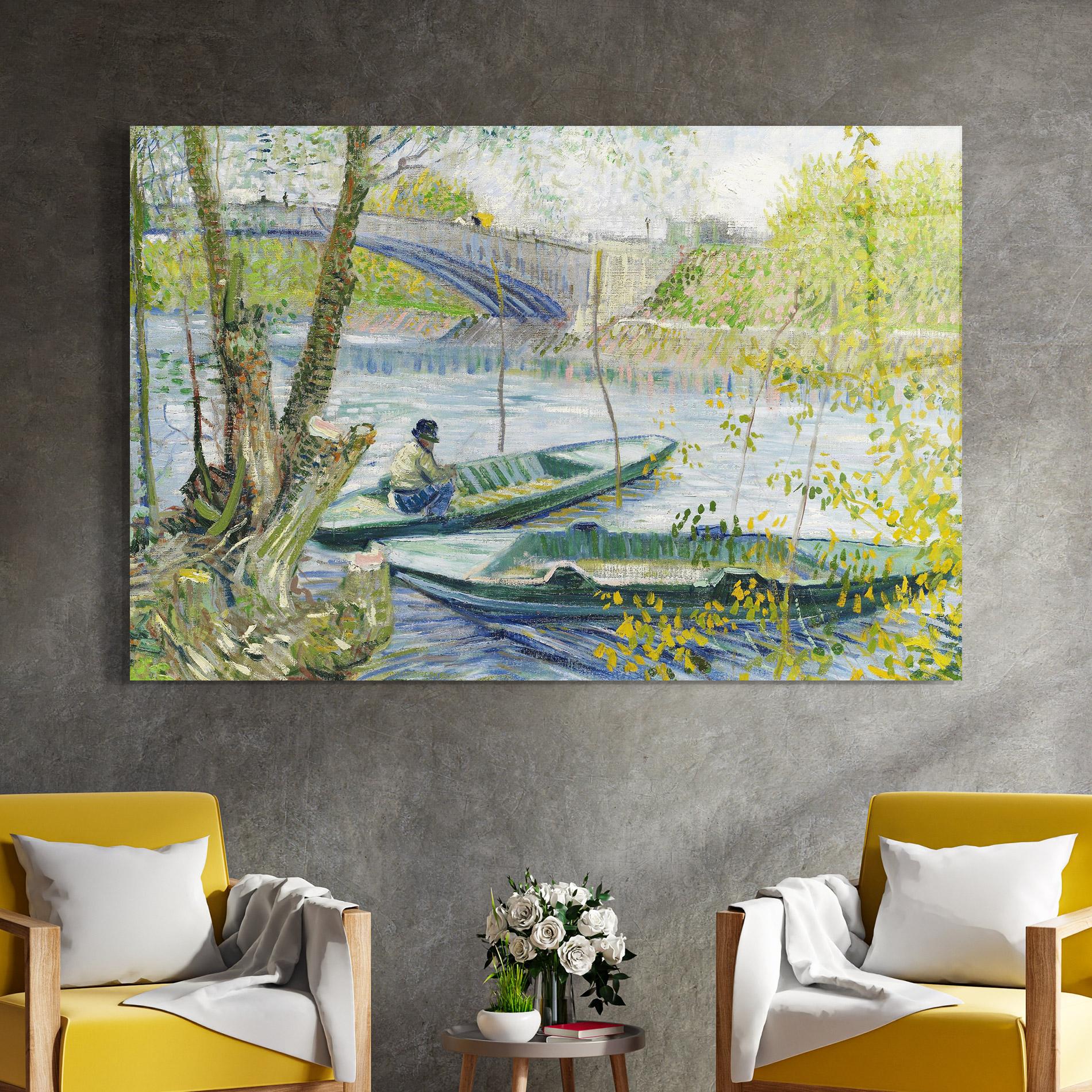 Стъклена картина Fishing In Spring mockup 4