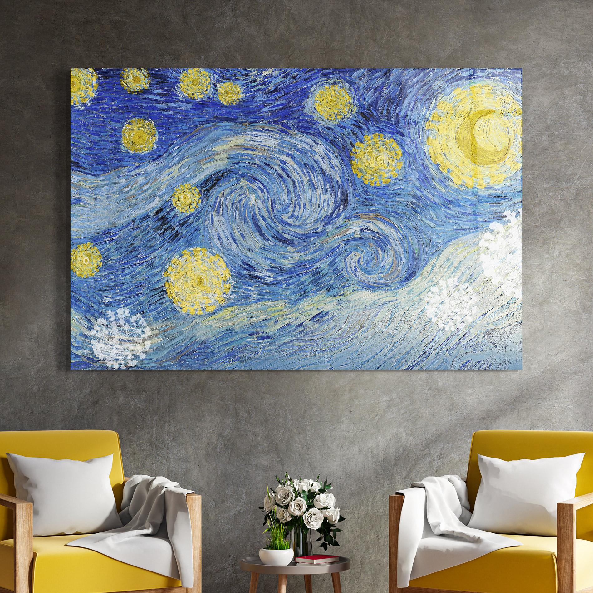 Стъклена картина Van Gogh Starry Night mockup 4