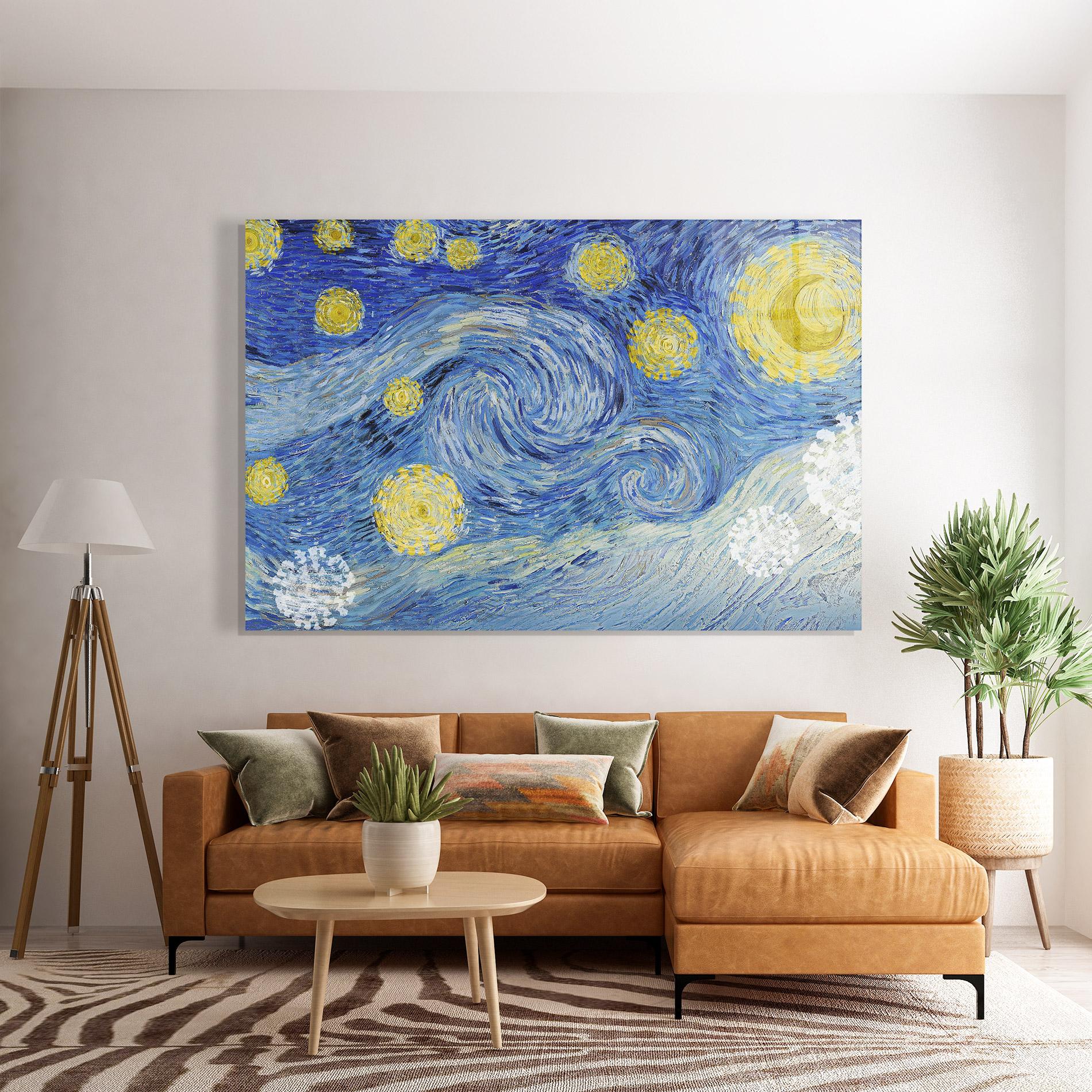 Стъклена картина Van Gogh Starry Night mockup 7