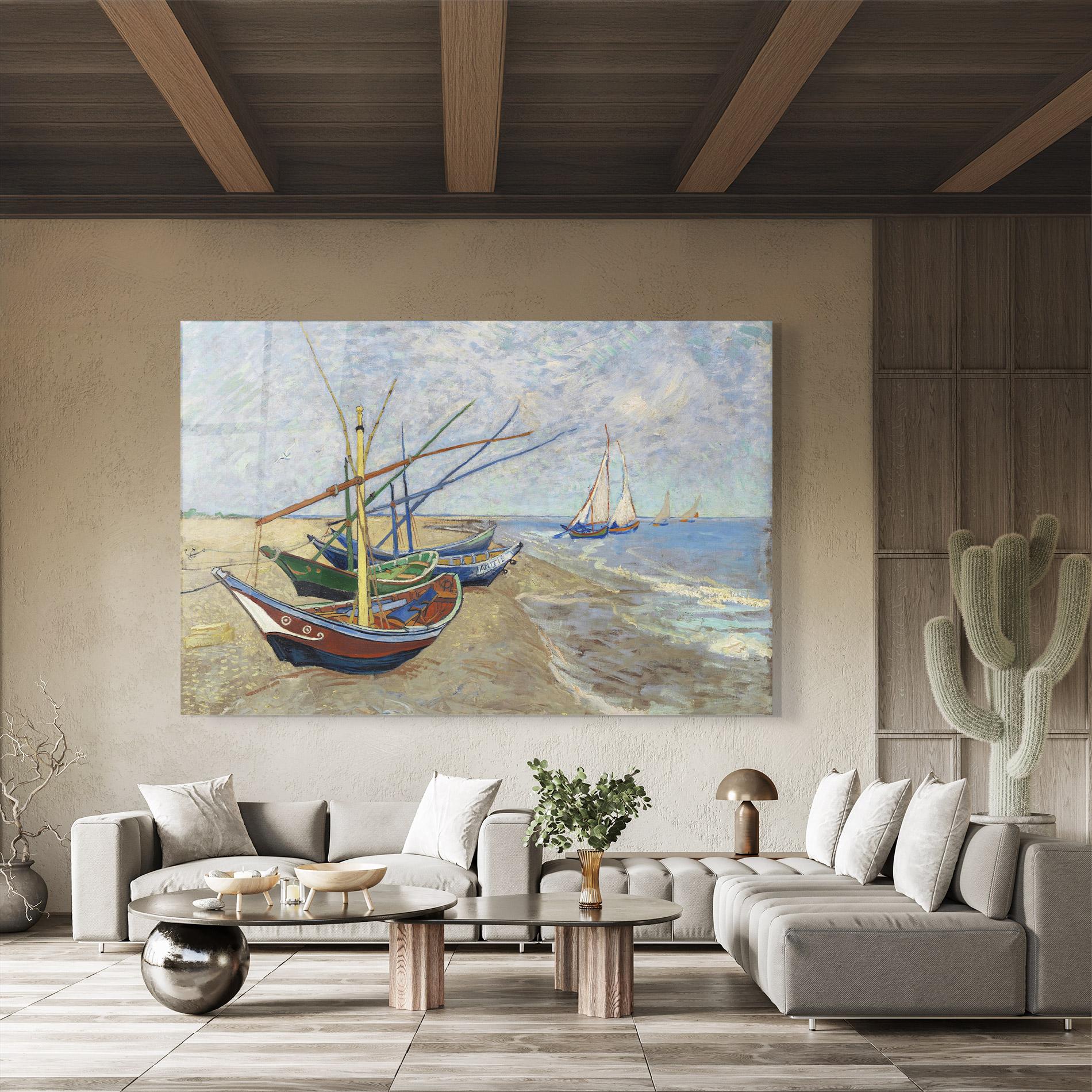 Стъклена картина Boats Beach mockup 8