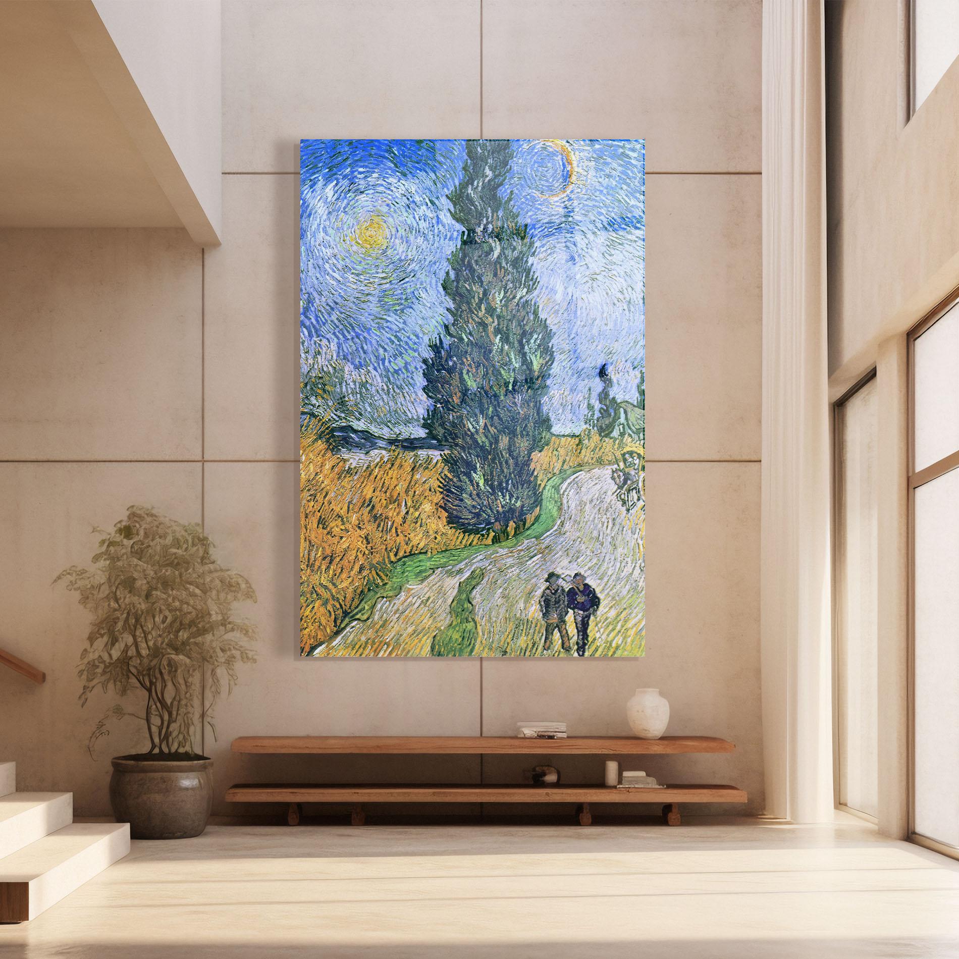 Стъклена картина Road With Cypress mockup 8