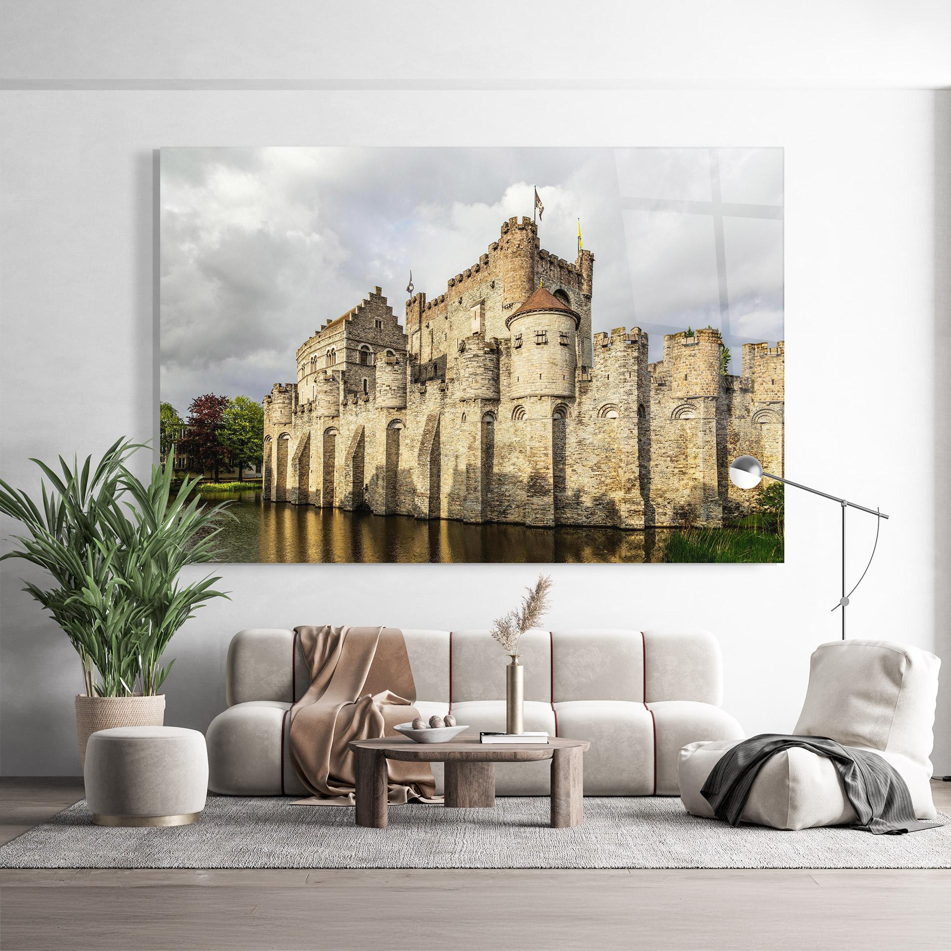 Стъклена картина Medieval Castle Belgium mockup 9