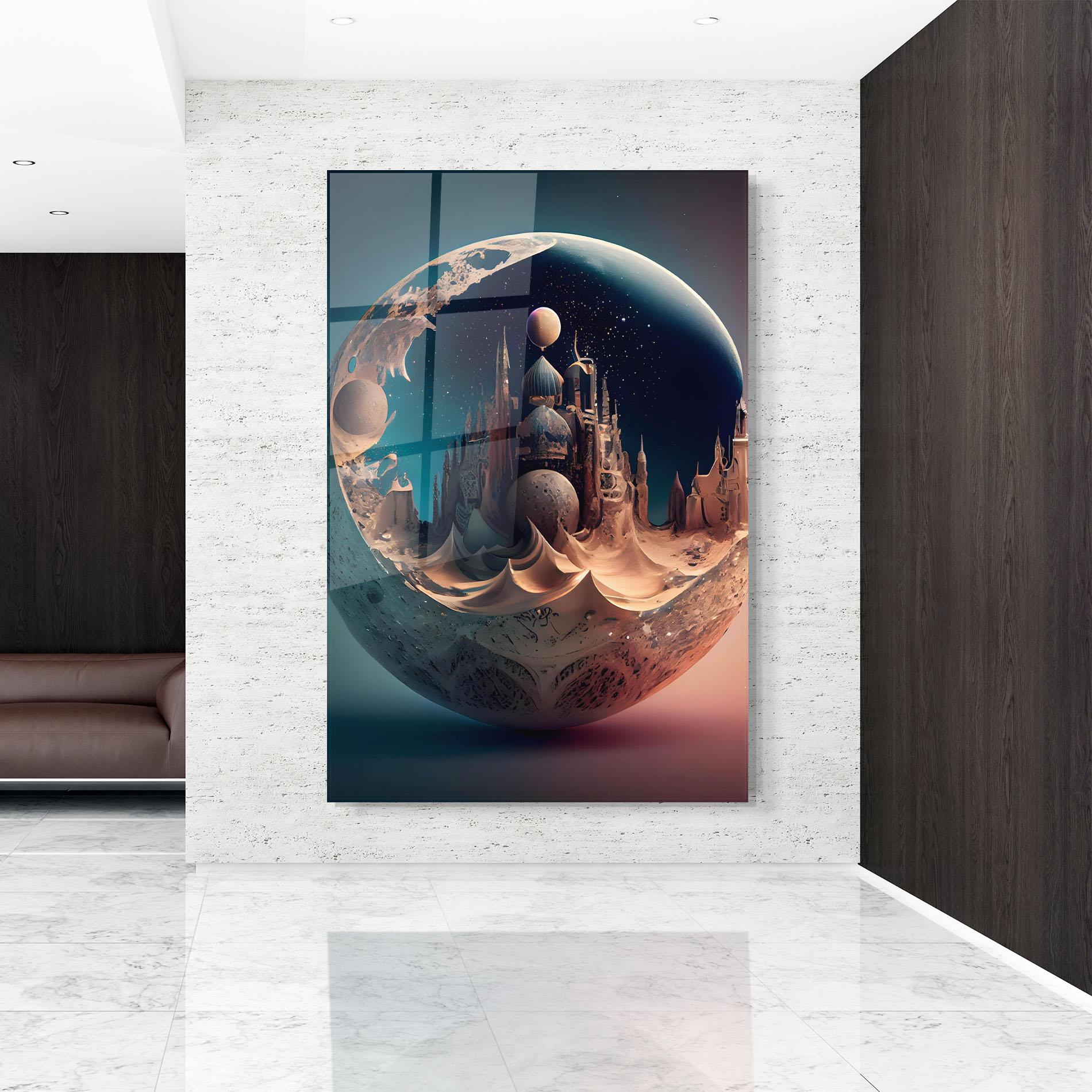 Стъклена картина Fantasy Planet Castle mockup 9