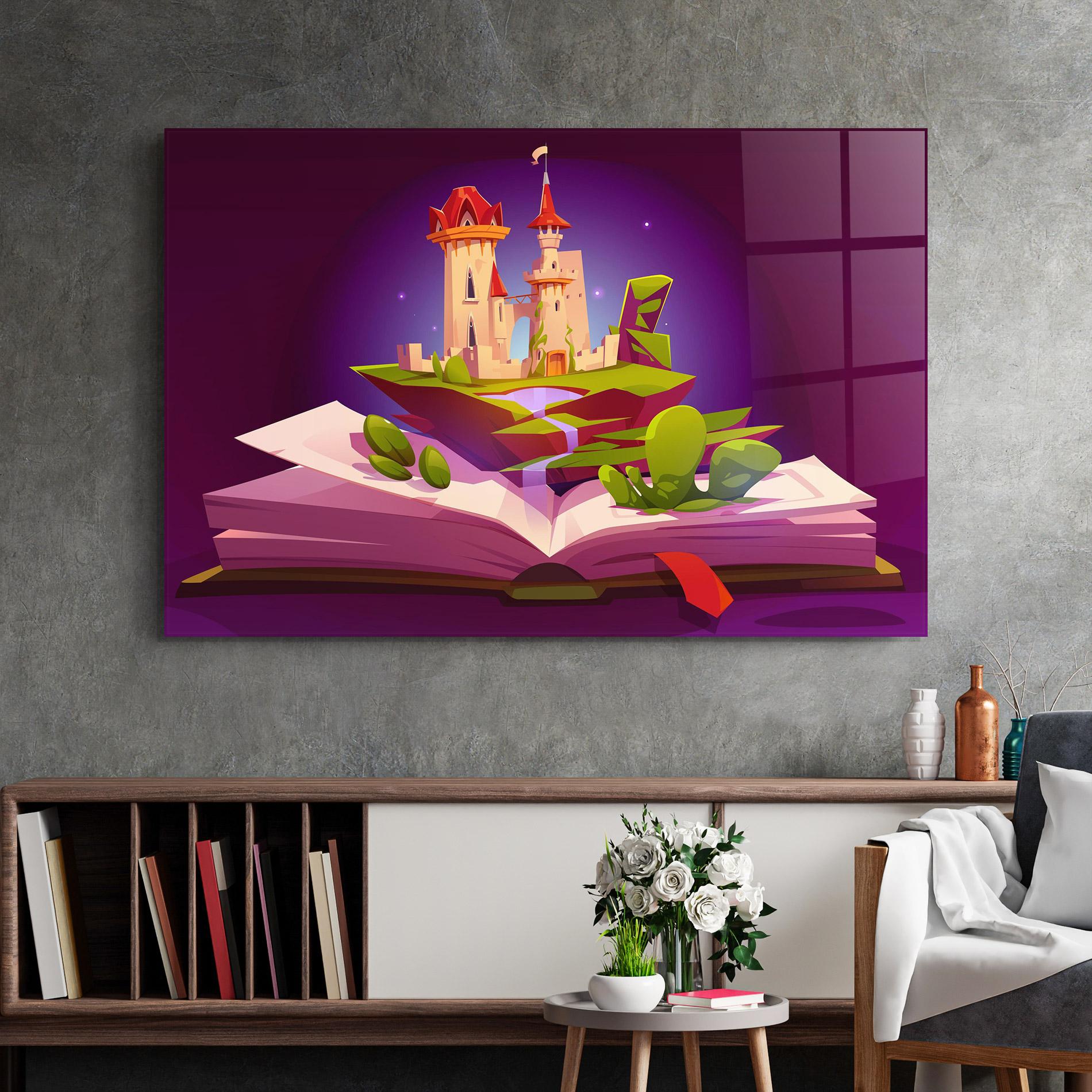 Стъклена картина Book Castle mockup 2