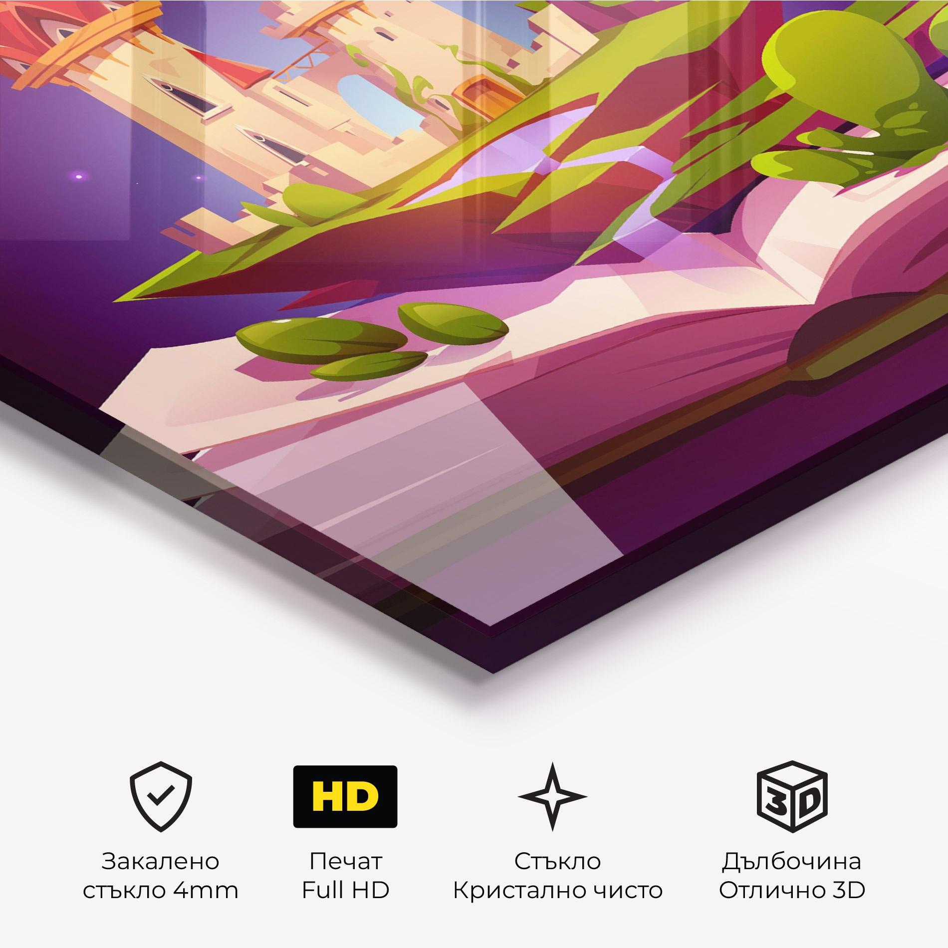 Стъклена картина Book Castle mockup 3