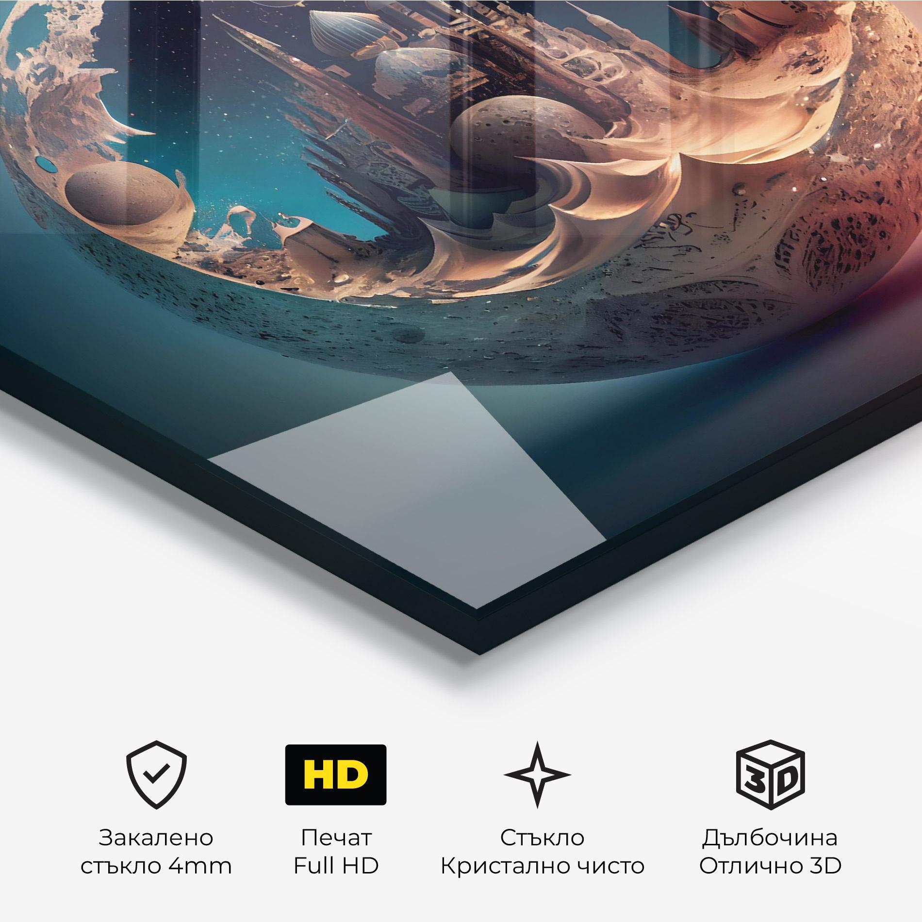 Стъклена картина Fantasy Planet Castle mockup 3