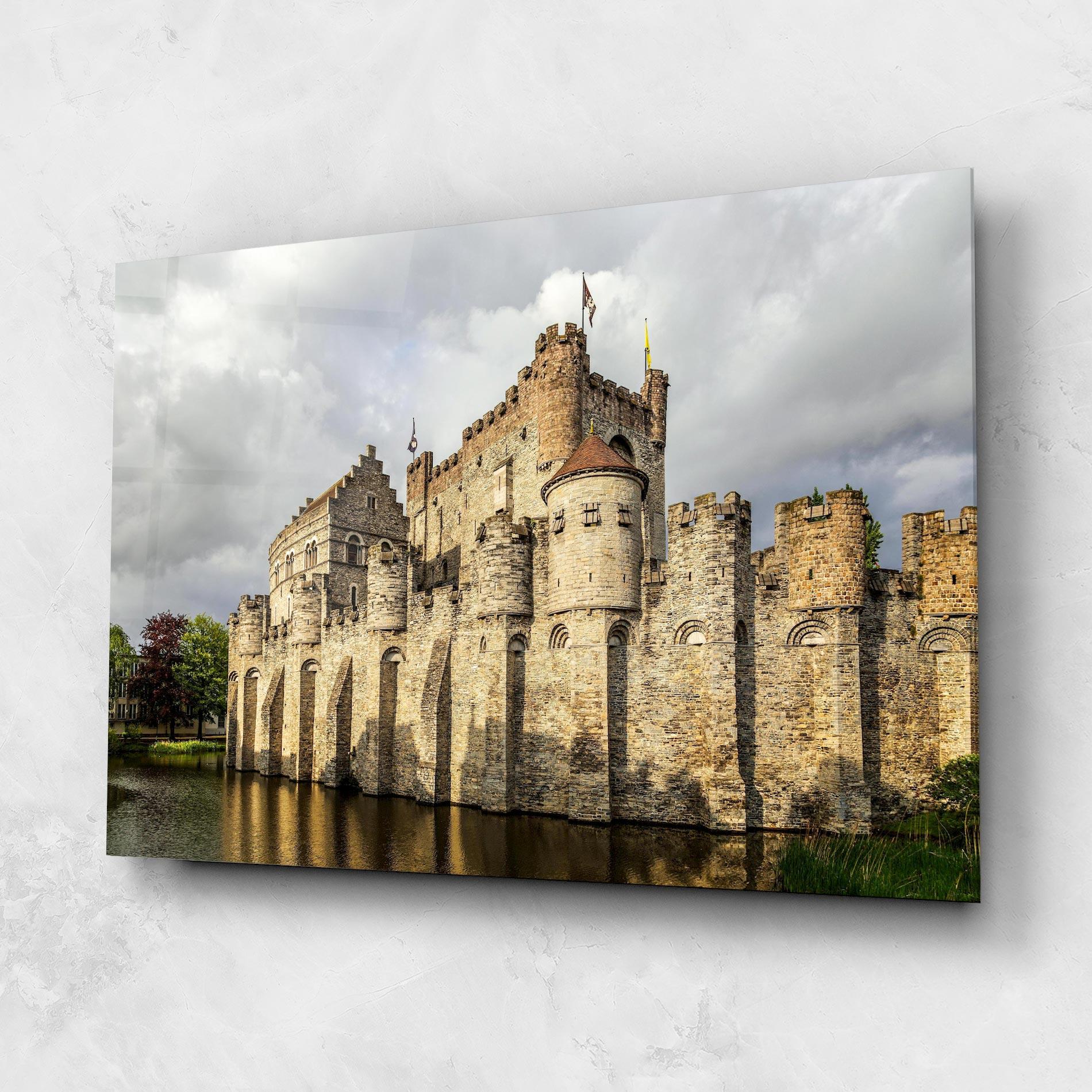Стъклена картина Medieval Castle Belgium mockup 1