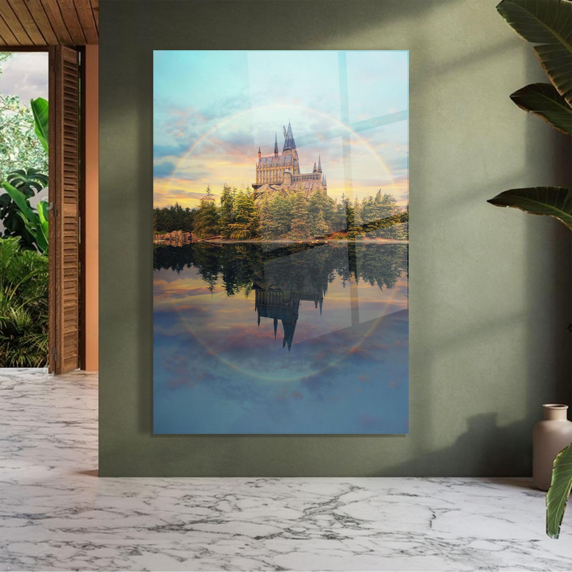 Стъклена картина Hogwarts Castle mockup 7