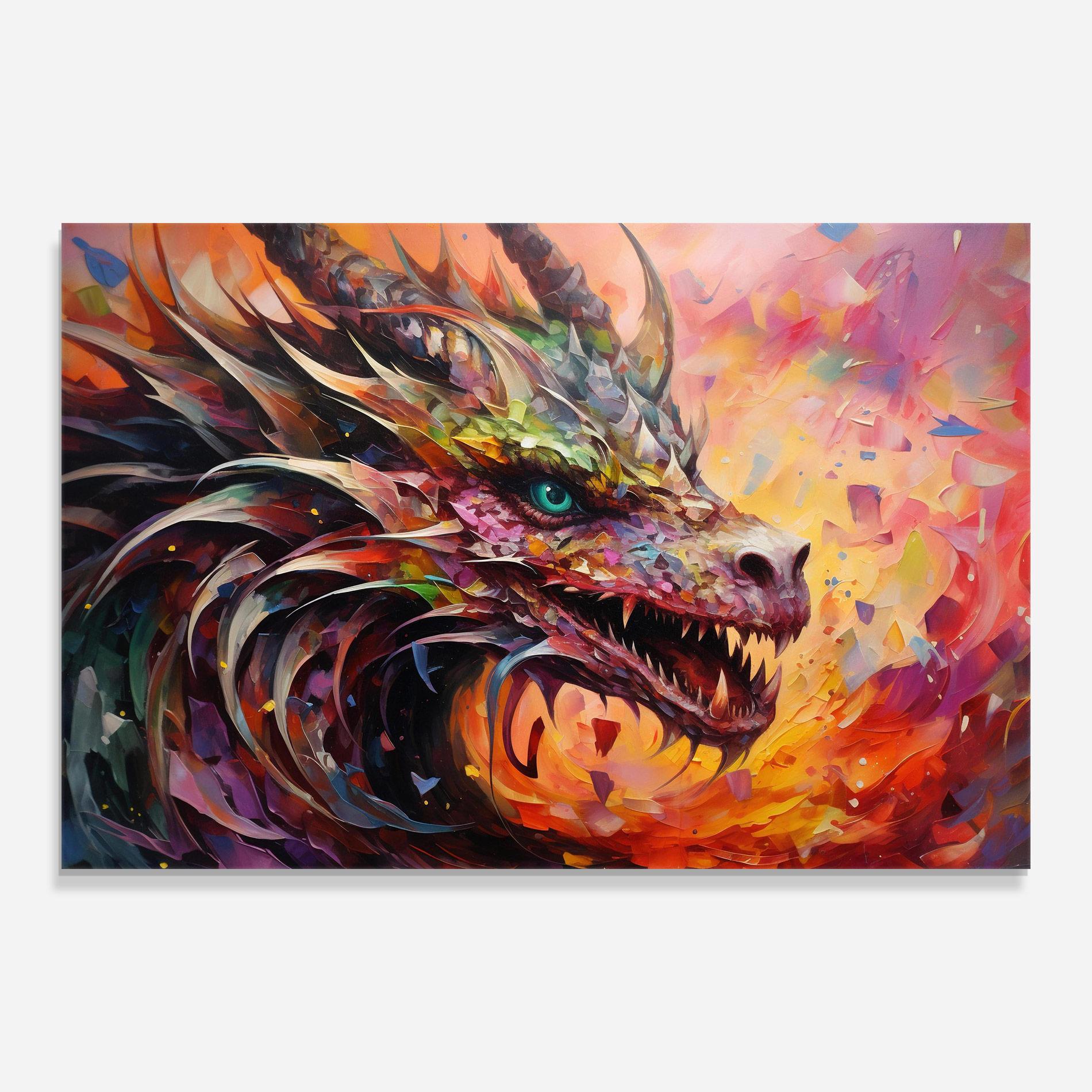 Стъклена картина Colorful Dragon Painting mockup 0