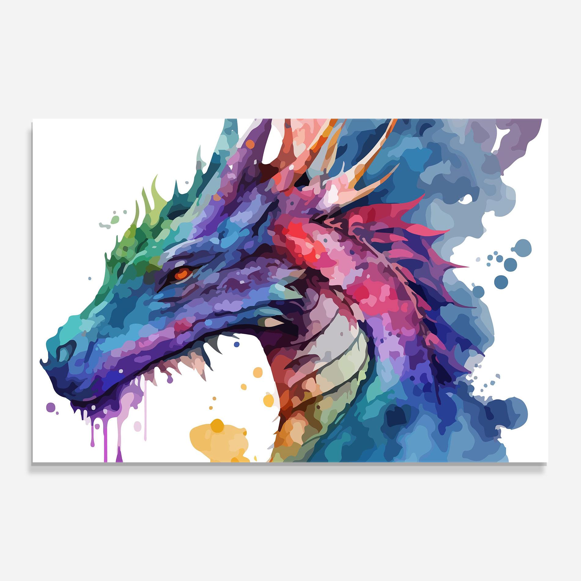 Стъклена картина Colourful Dragon mockup 0