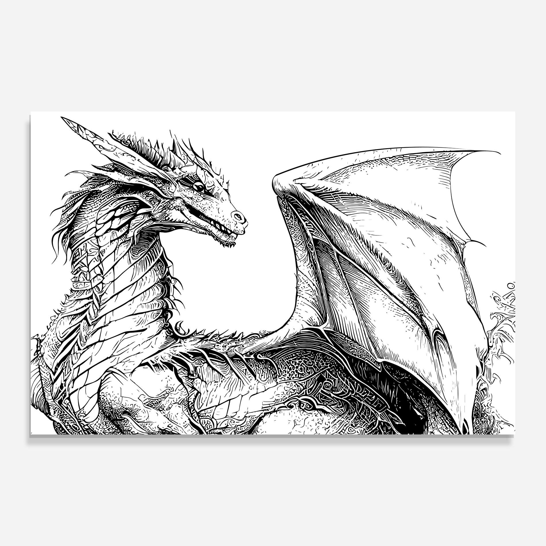 Стъклена картина Dragon Sketch mockup 0