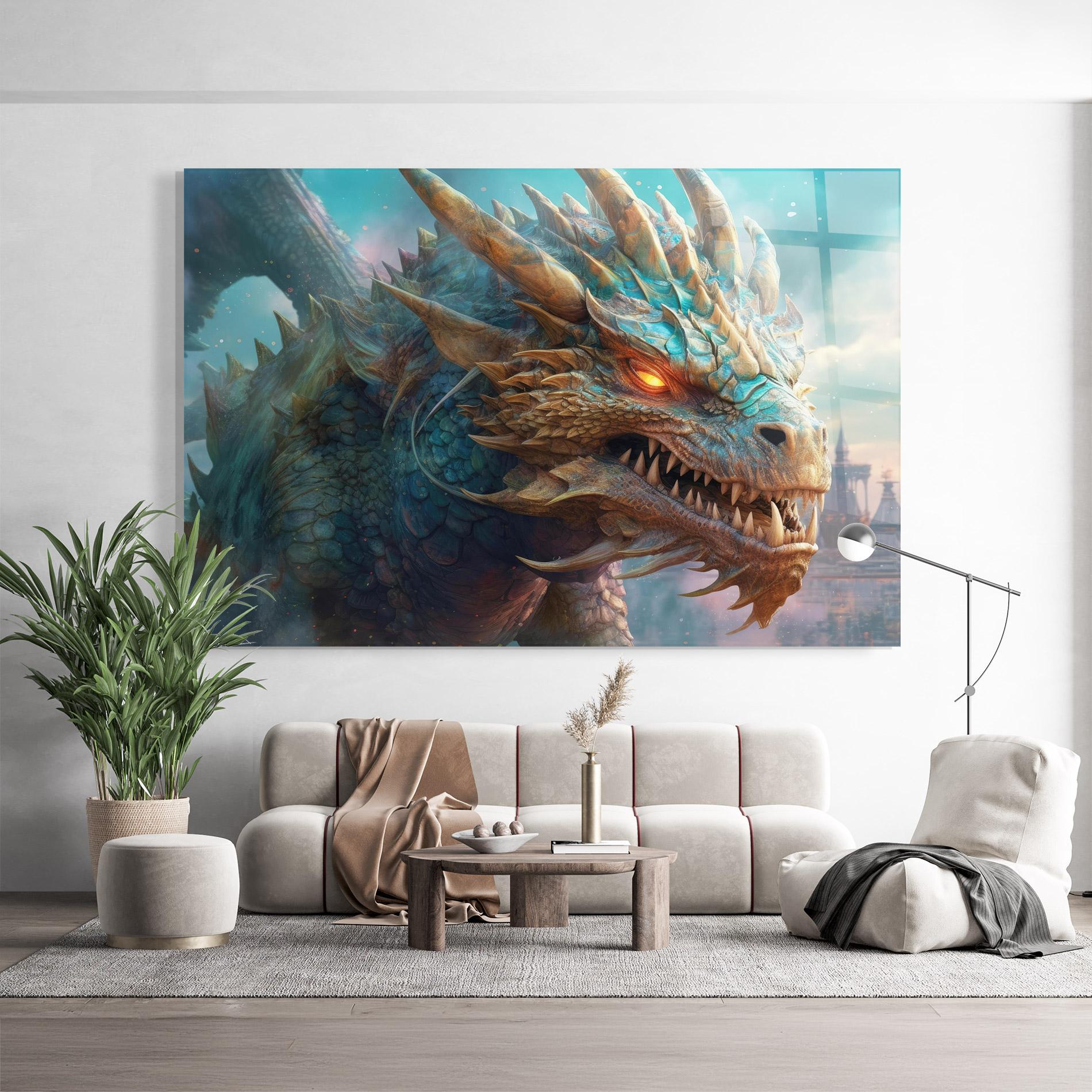 Стъклена картина Pretty Blue Dragon mockup 9
