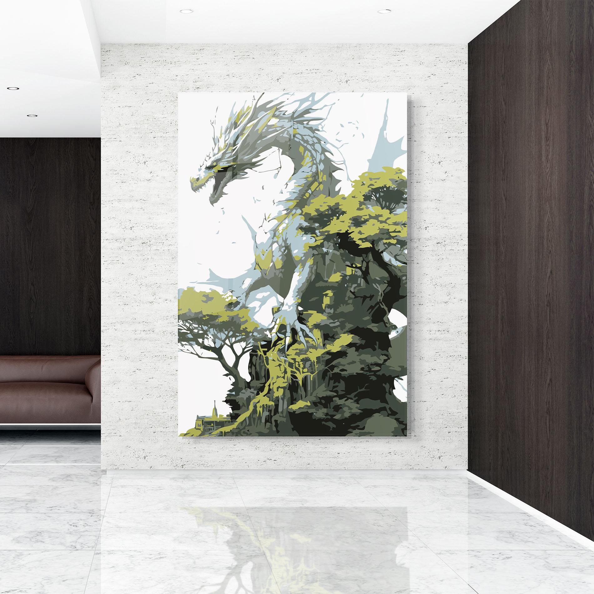 Стъклена картина Grey Nature Dragon mockup 9
