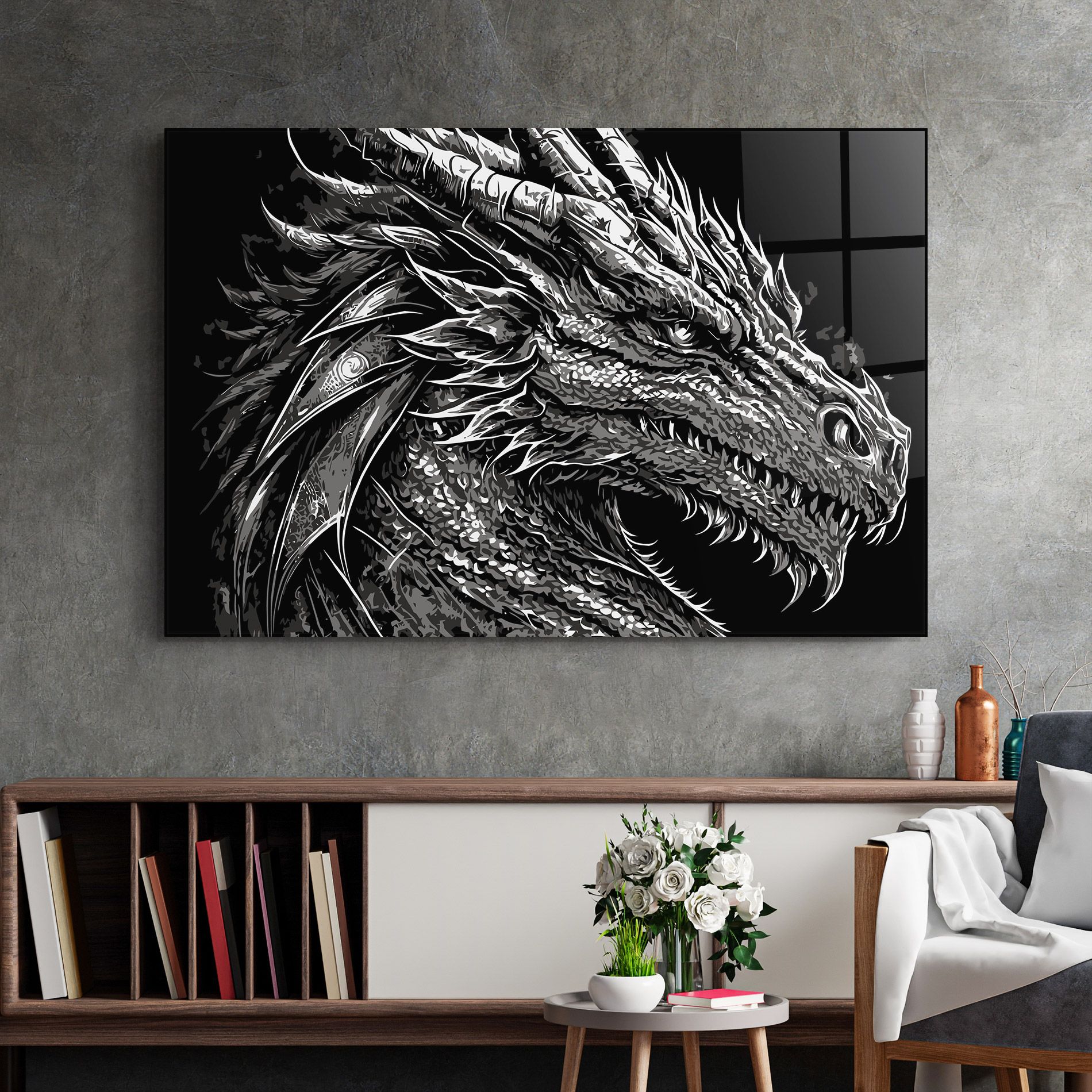 Grey White Dragon mockup 2