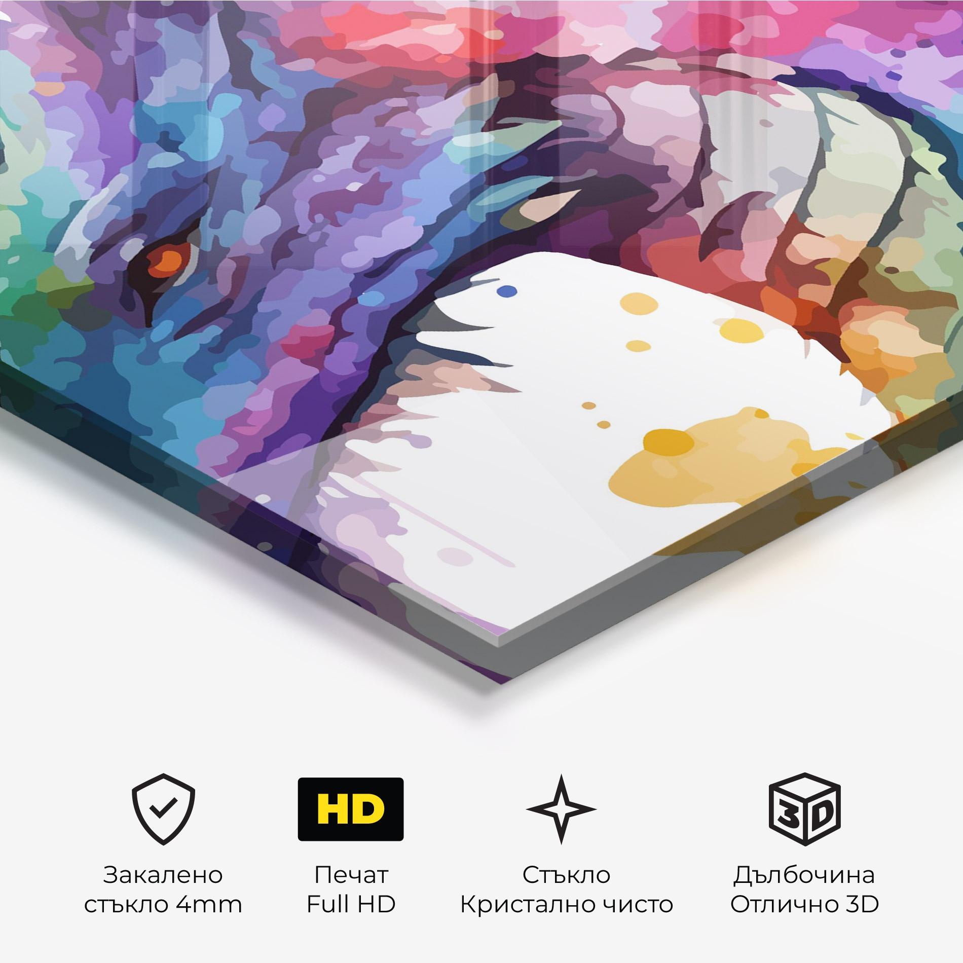 Стъклена картина Colourful Dragon mockup 3