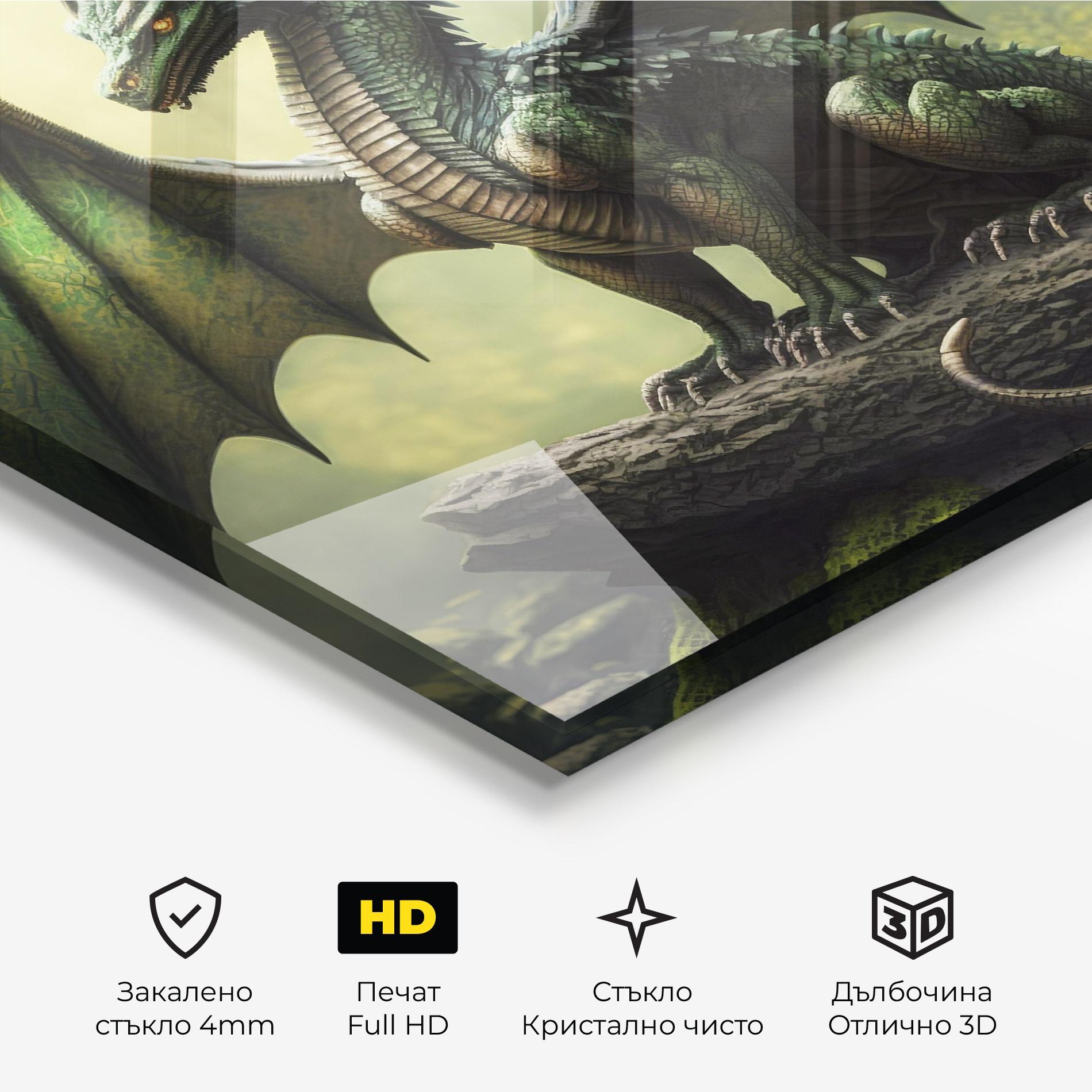 Стъклена картина Green Dragon mockup 3
