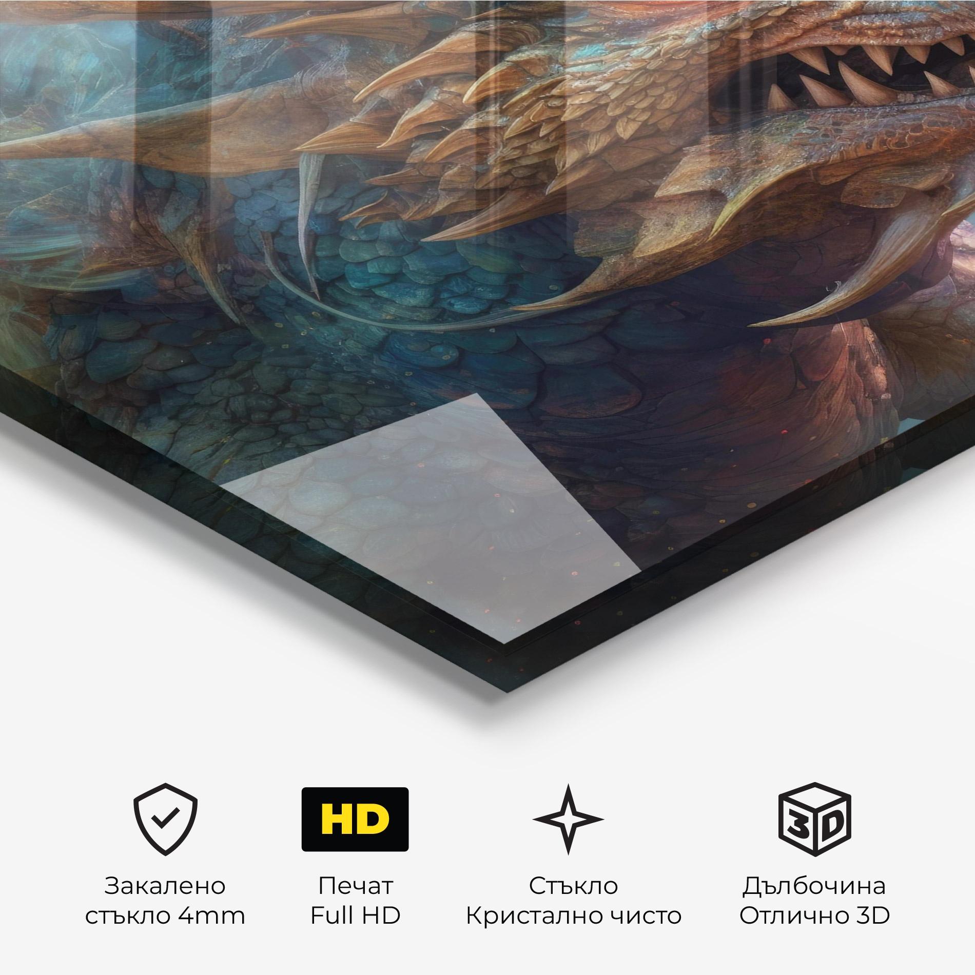 Стъклена картина Pretty Blue Dragon mockup 3
