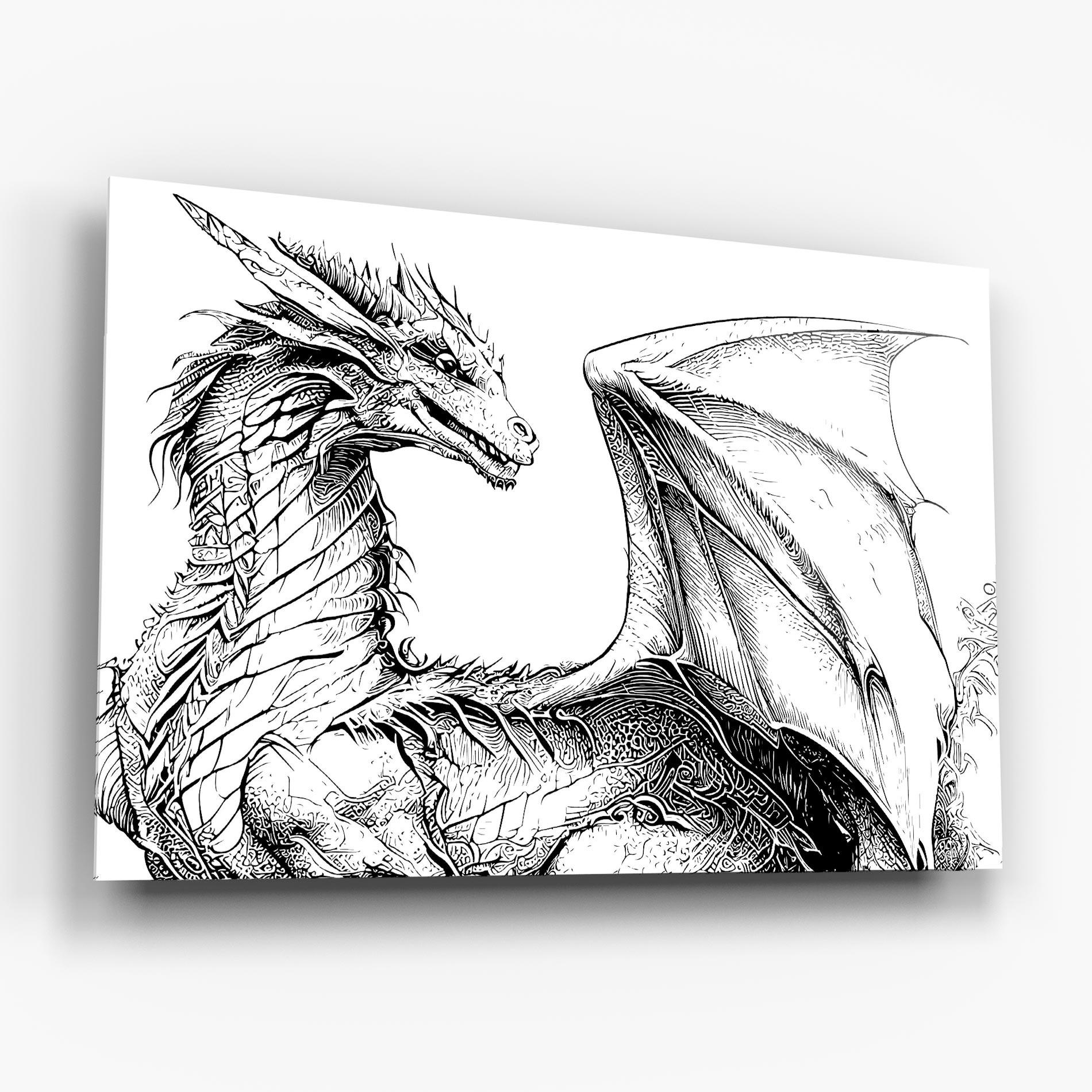 Стъклена картина Dragon Sketch mockup 6