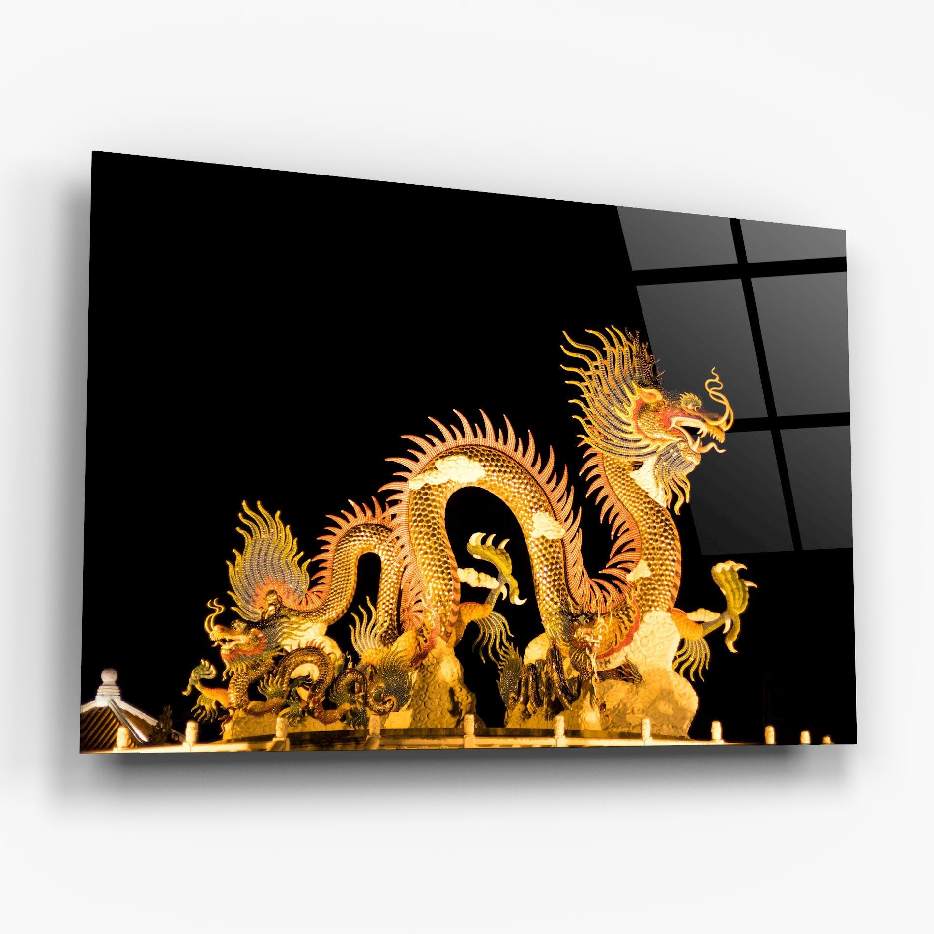 Стъклена картина Golden Dragon Lights mockup 6