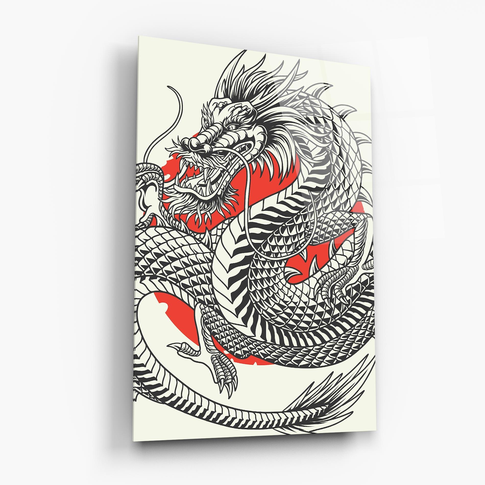 Стъклена картина Cream Grey Dragon mockup 6
