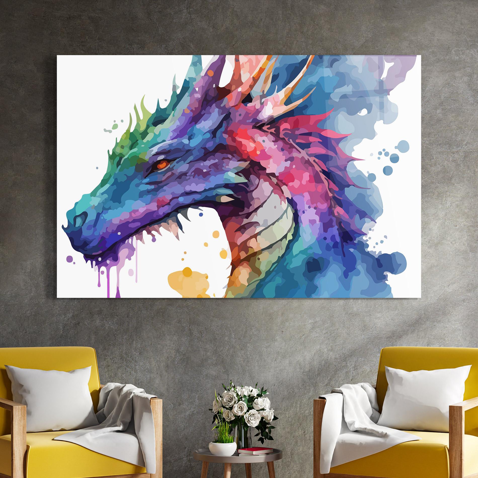 Стъклена картина Colourful Dragon mockup 4