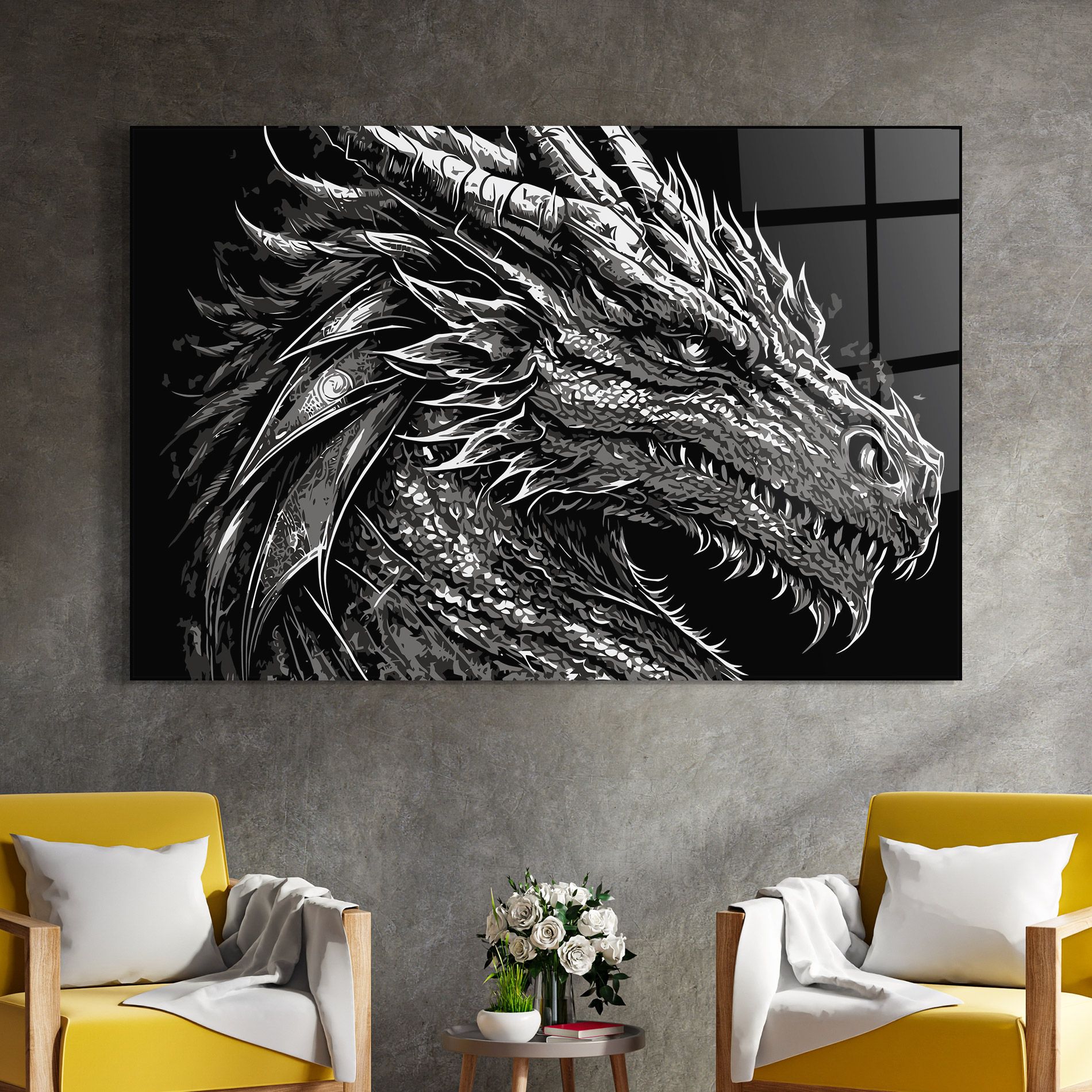 Grey White Dragon mockup 4