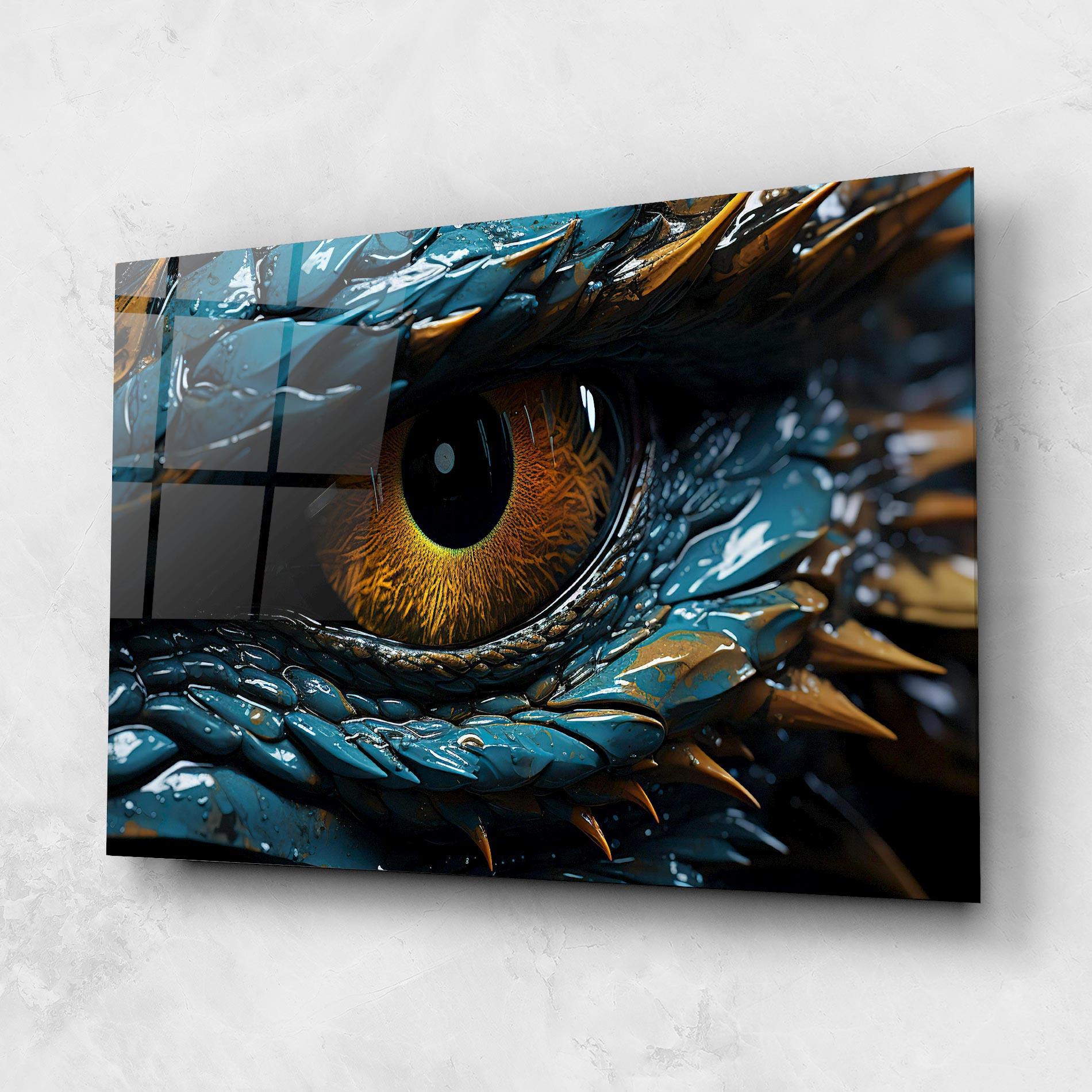 Стъклена картина Dragon Eye Close Up mockup 1