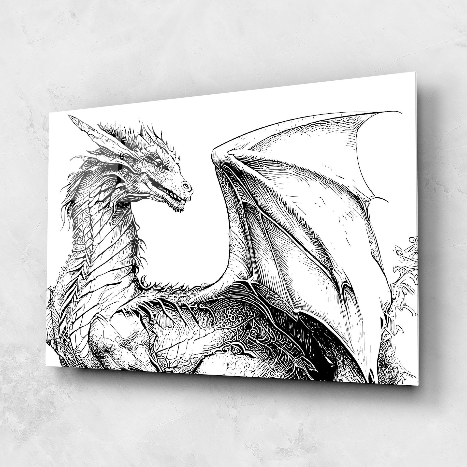Стъклена картина Dragon Sketch mockup 1