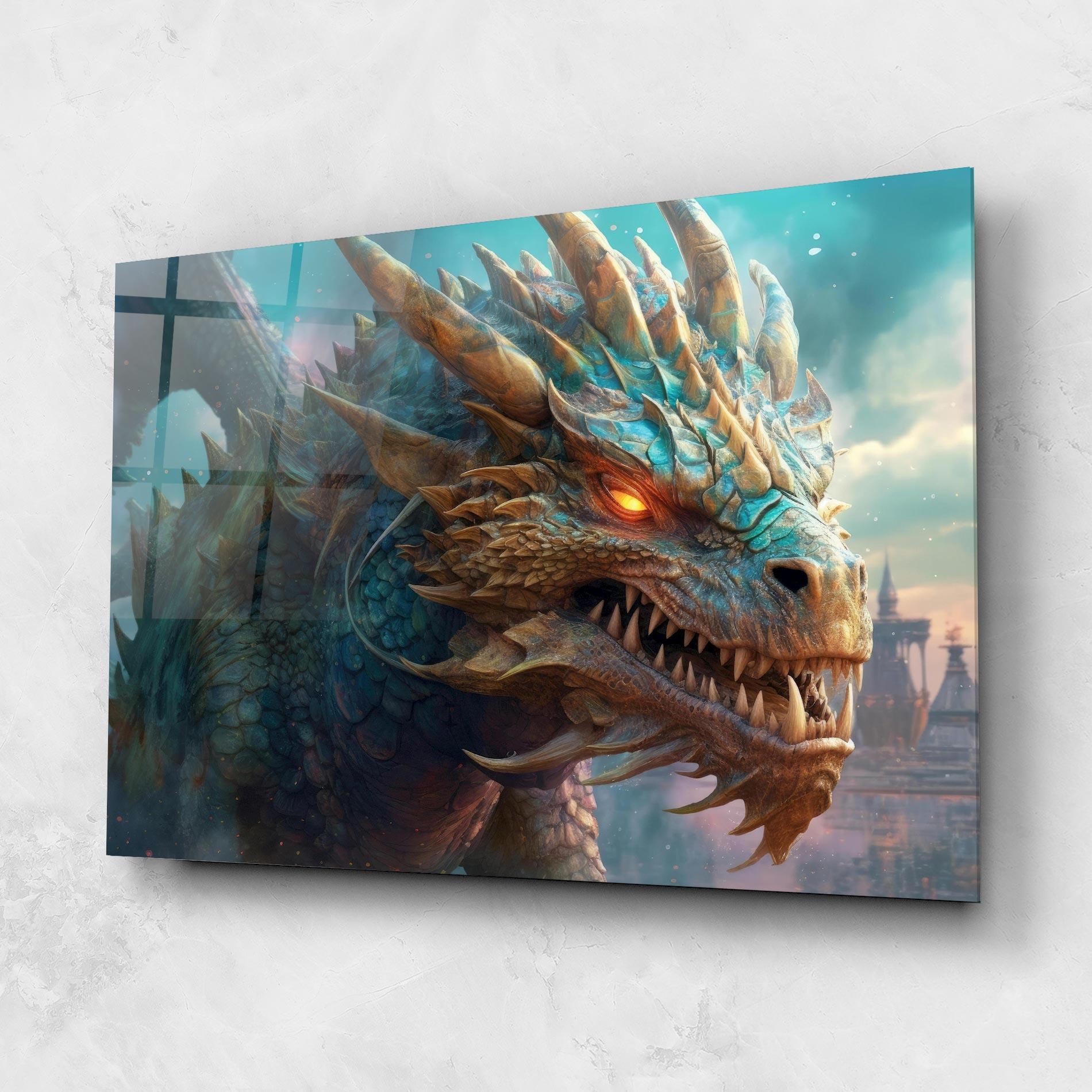 Стъклена картина Pretty Blue Dragon mockup 1