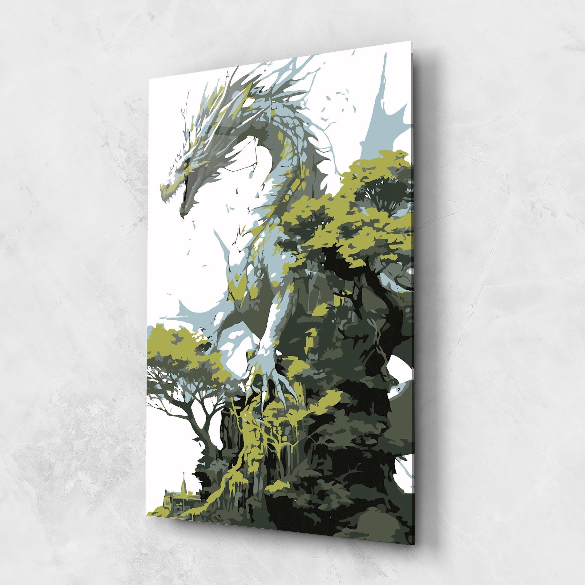 Стъклена картина Grey Nature Dragon mockup 1