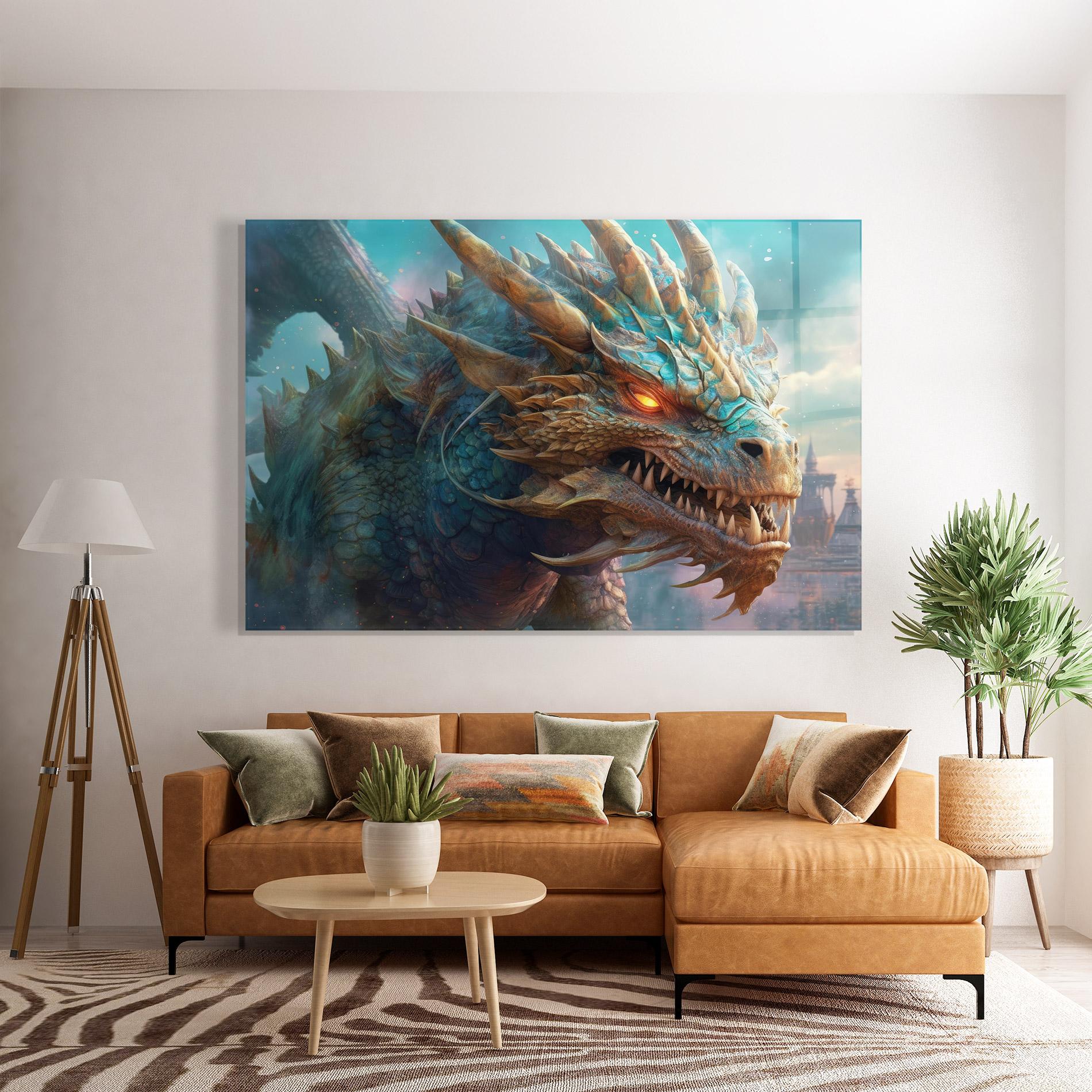 Стъклена картина Pretty Blue Dragon mockup 7