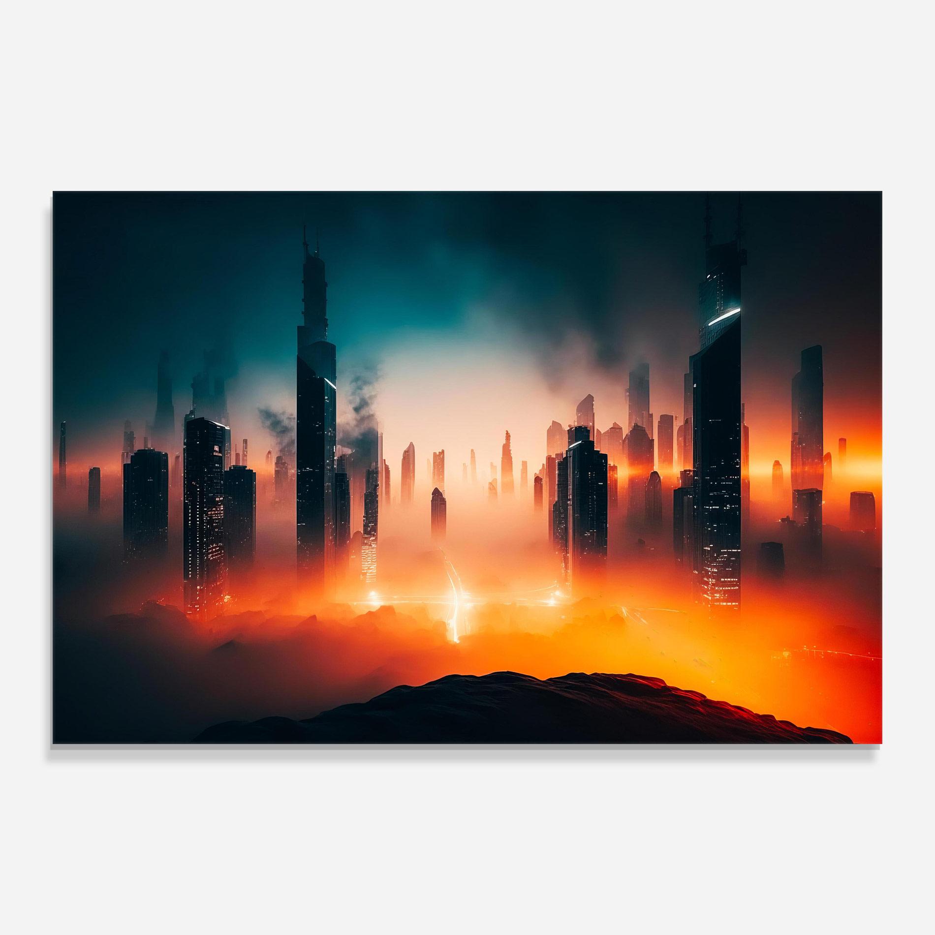 Стъклена картина City S Skyline mockup 0