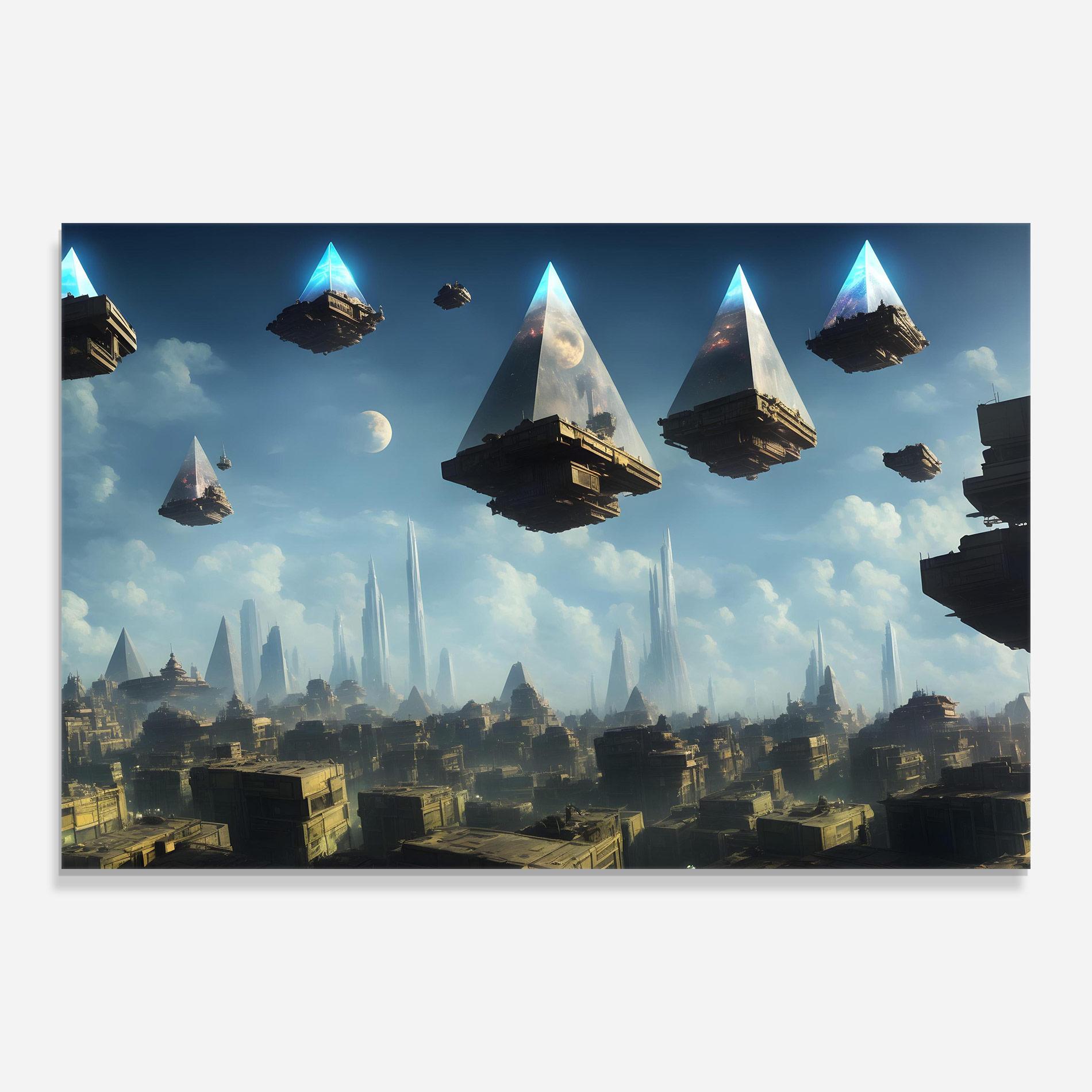 Стъклена картина Flying Piramids mockup 0