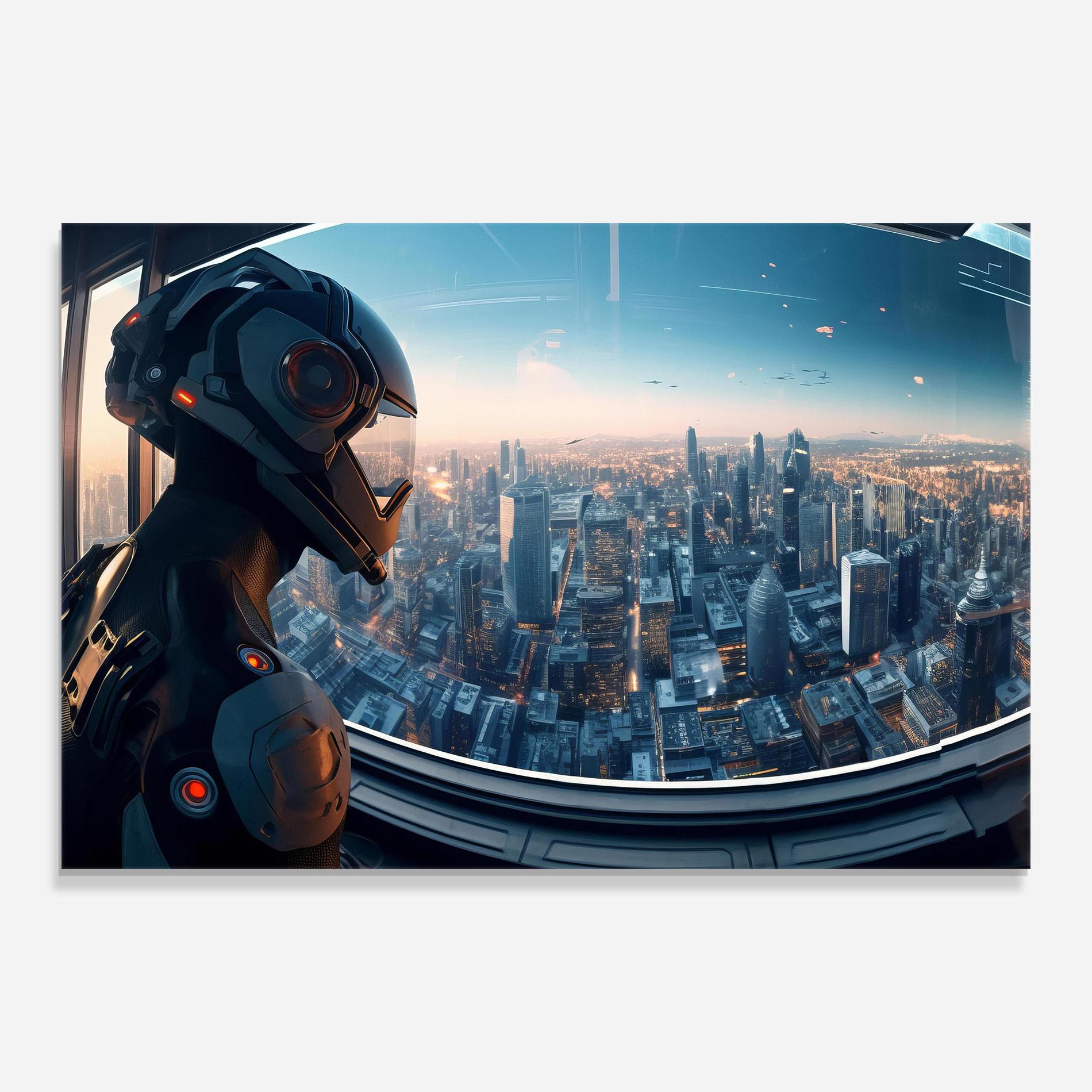 Стъклена картина Futuristic Robot mockup 0