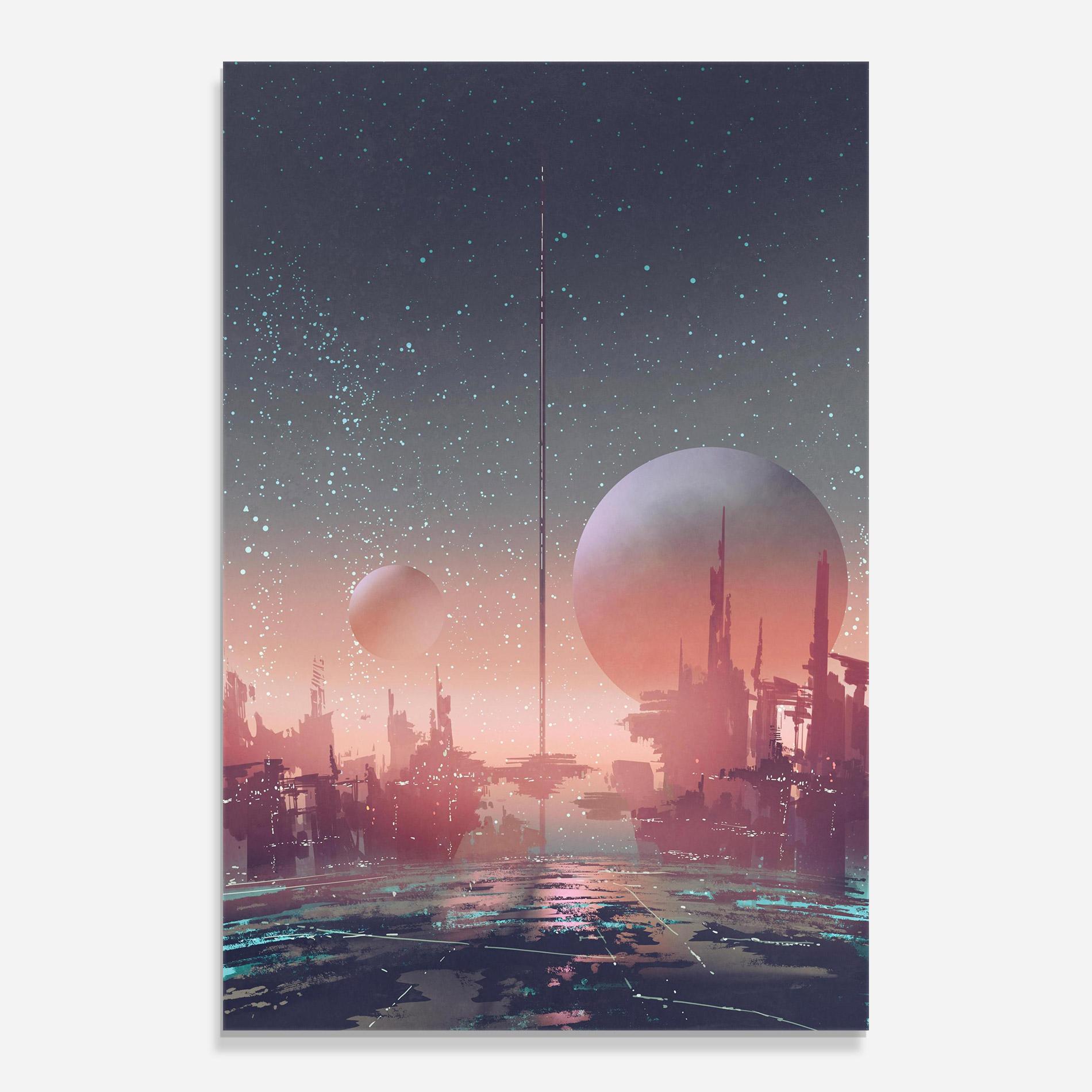 Стъклена картина Futuristic Alien Buildings mockup 0