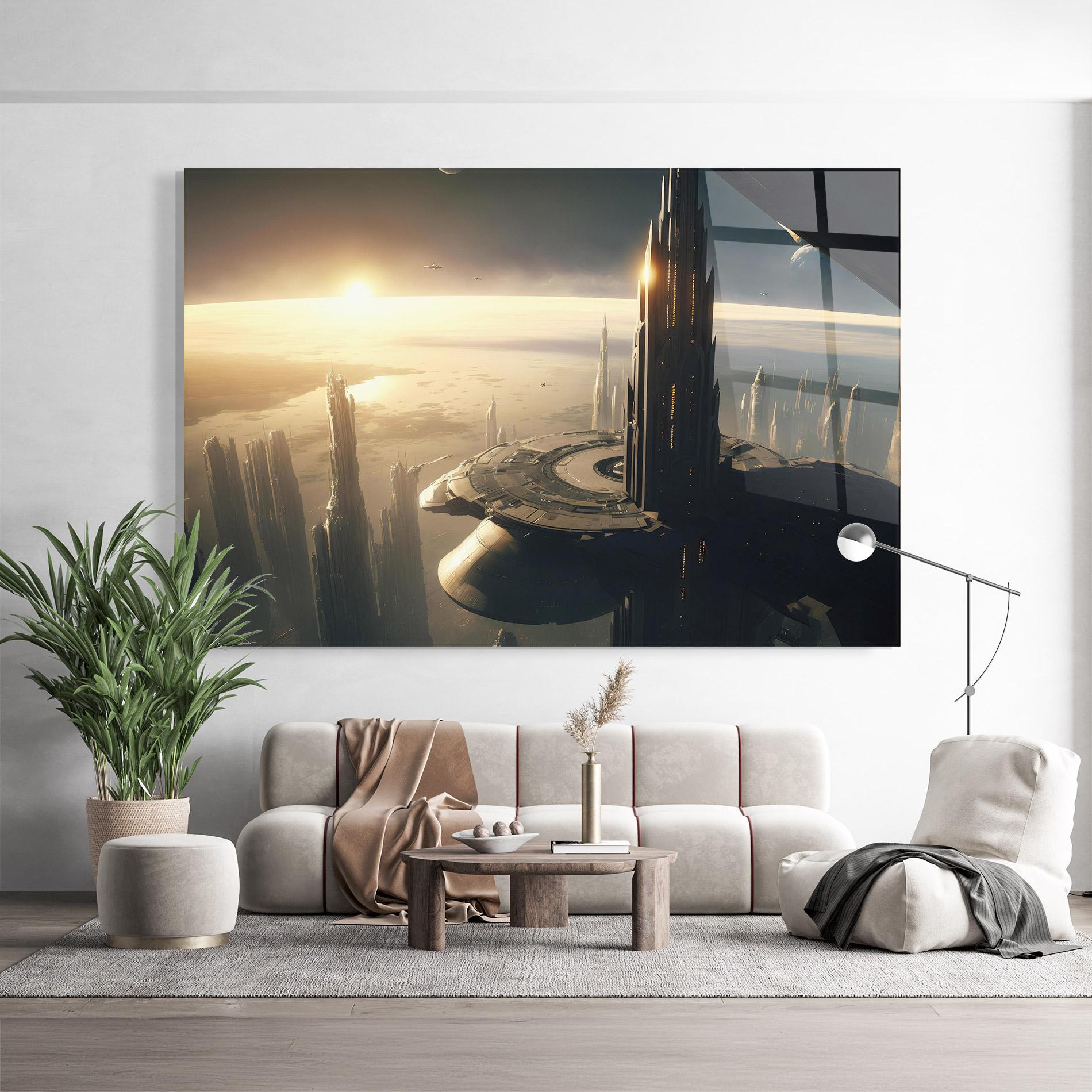 Стъклена картина Fantasy Futuristic Cityscape mockup 9