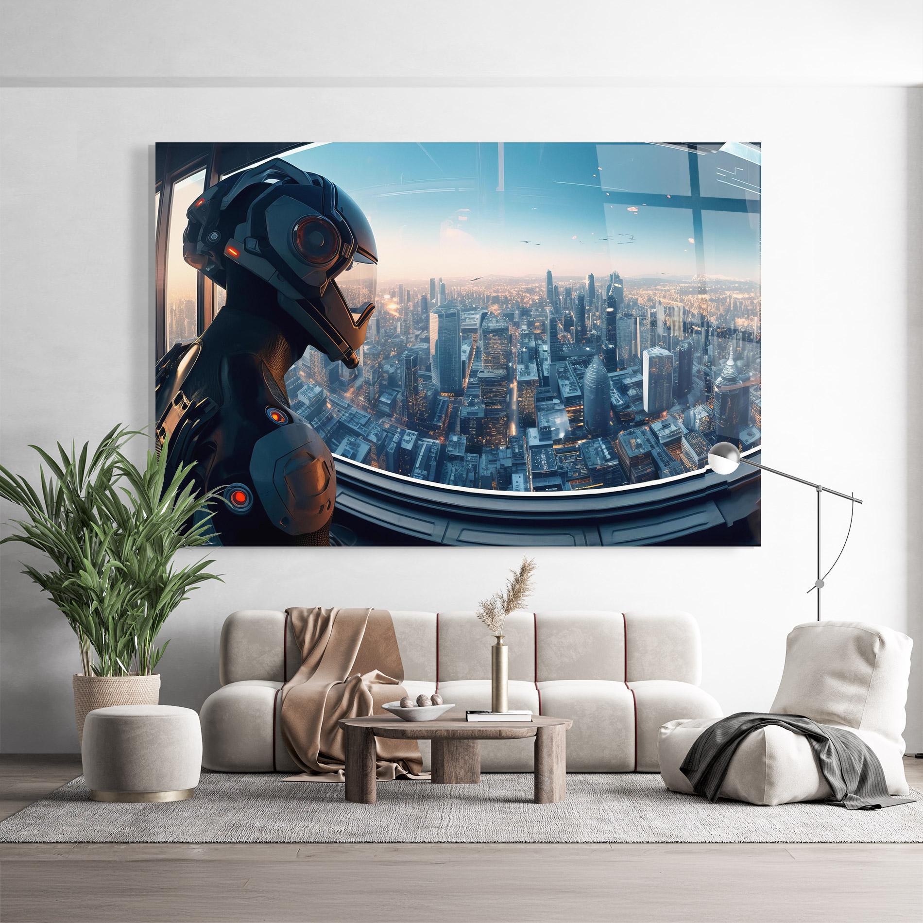 Стъклена картина Futuristic Robot mockup 9