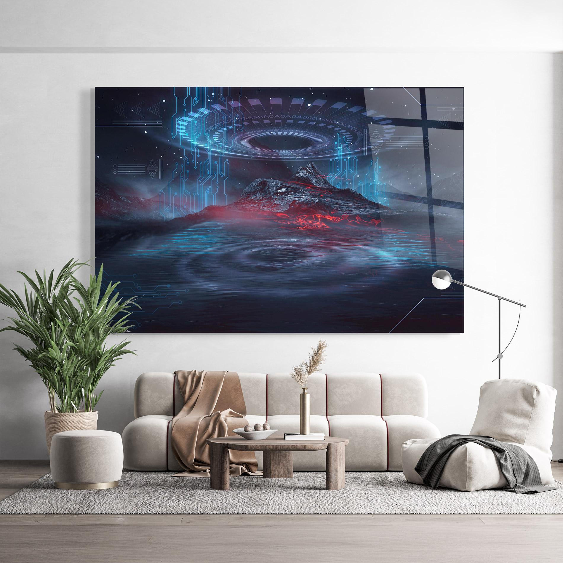 Стъклена картина Neon Space Galaxy mockup 9