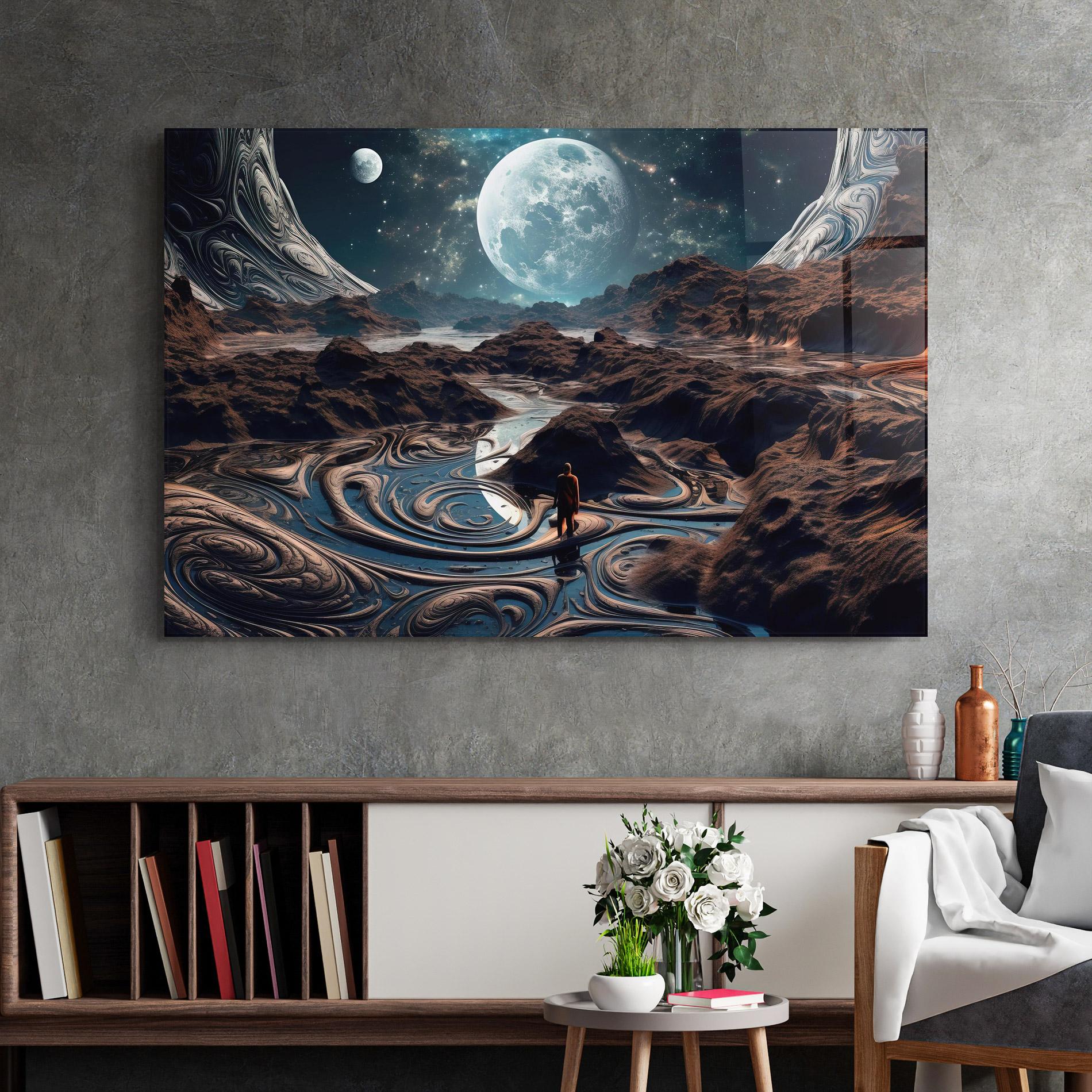 Стъклена картина Desert Big Moon mockup 2