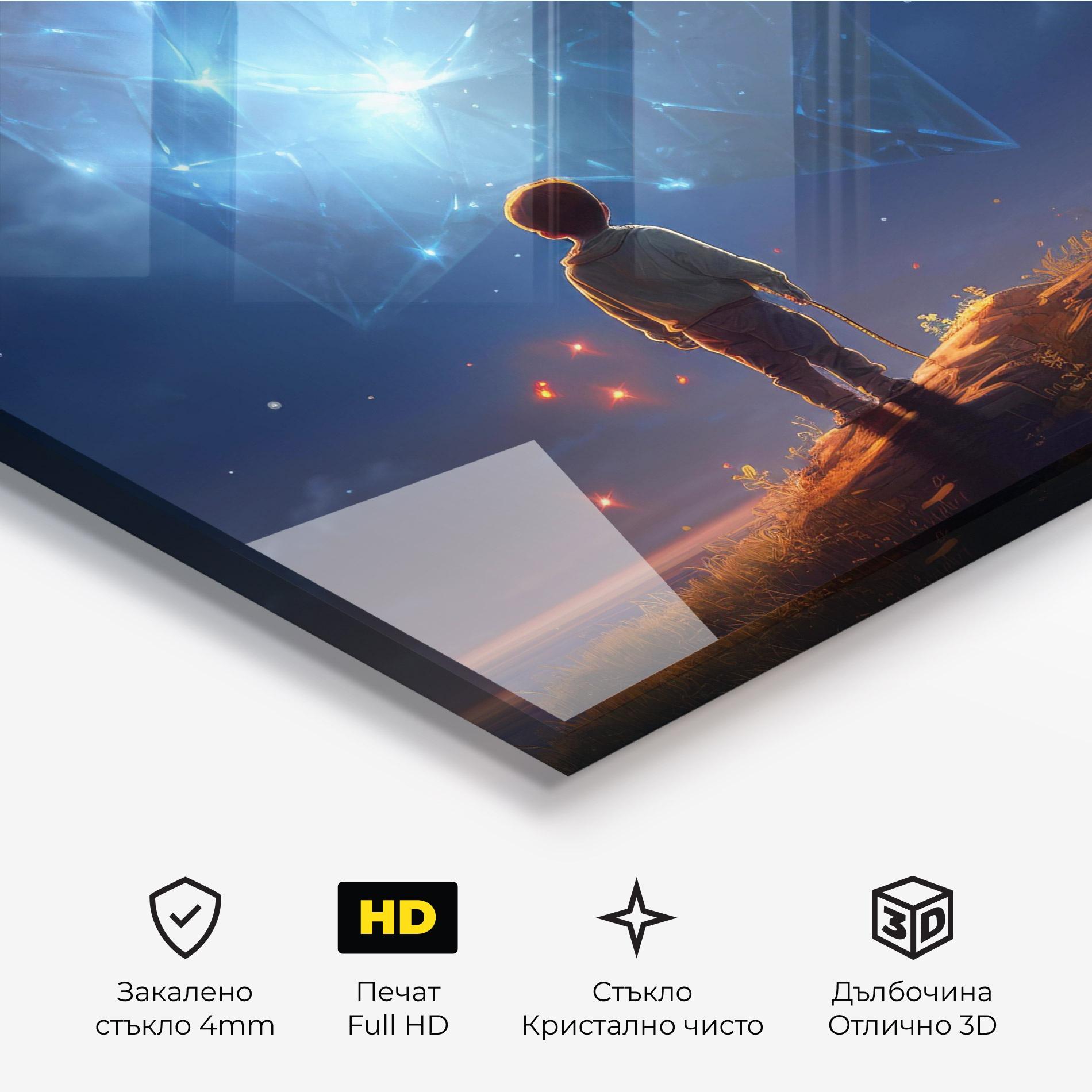 Стъклена картина Blue Star Floating mockup 3