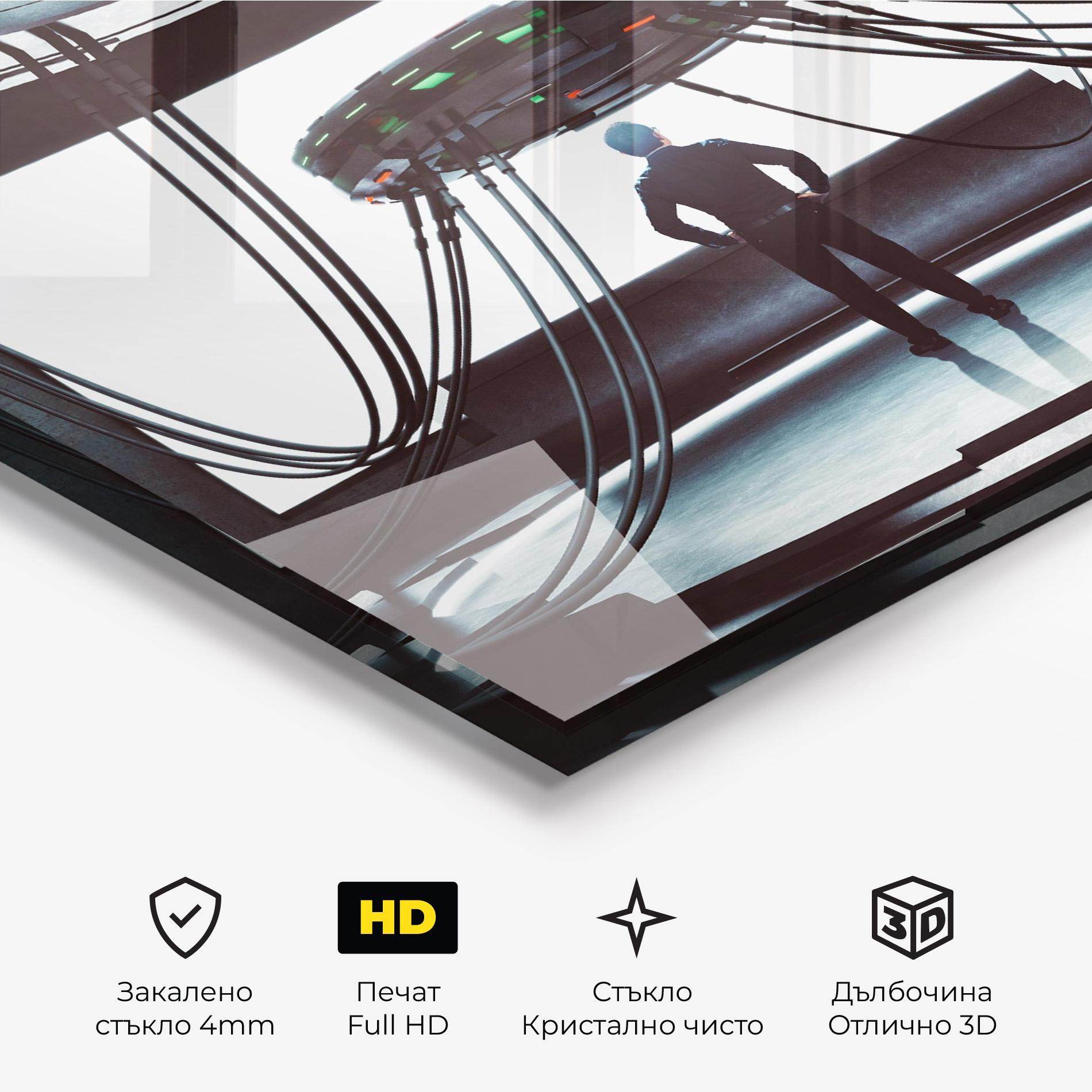 Стъклена картина Cyber Chronicle mockup 3