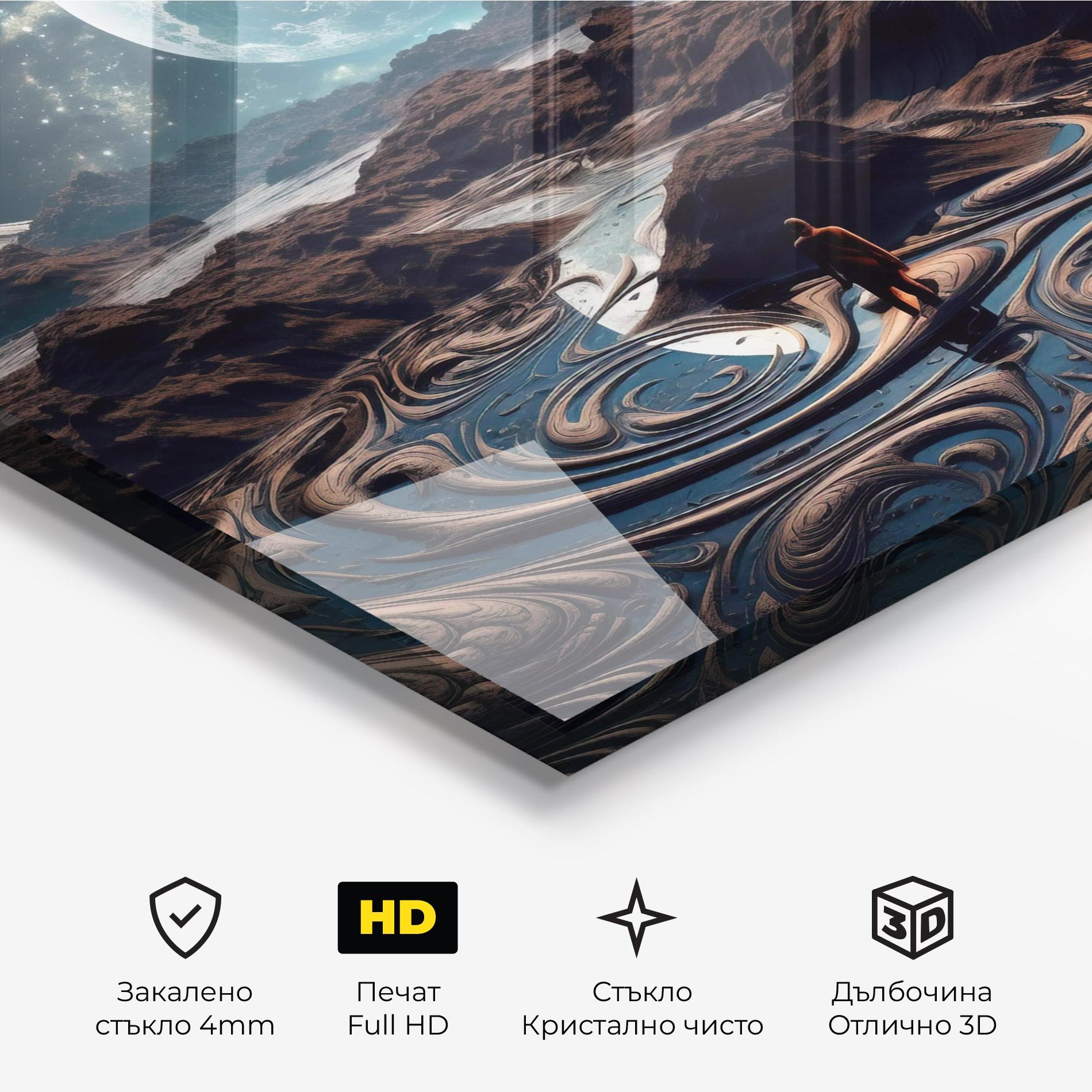 Стъклена картина Desert Big Moon mockup 3