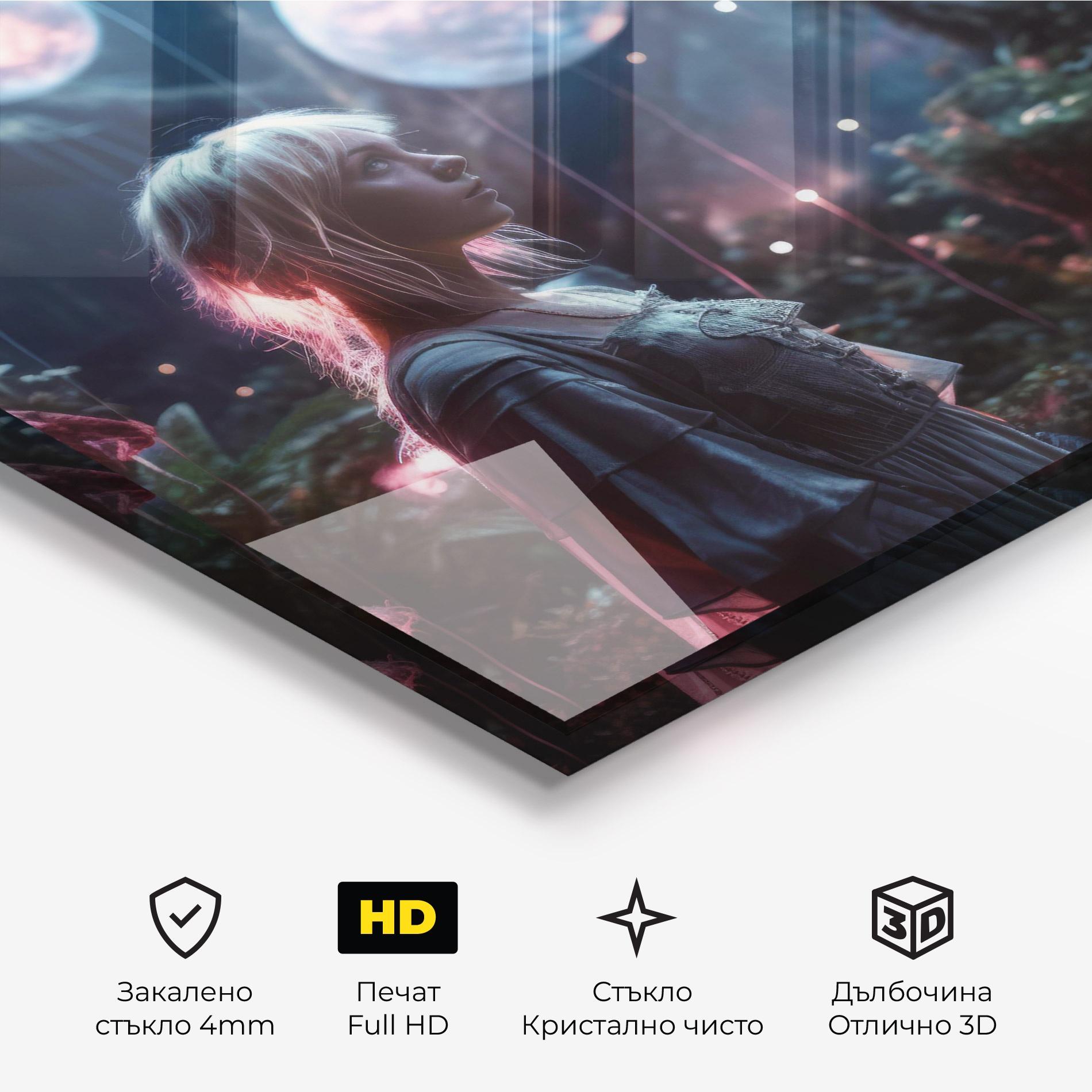 Стъклена картина Glowing Balls Floating mockup 3