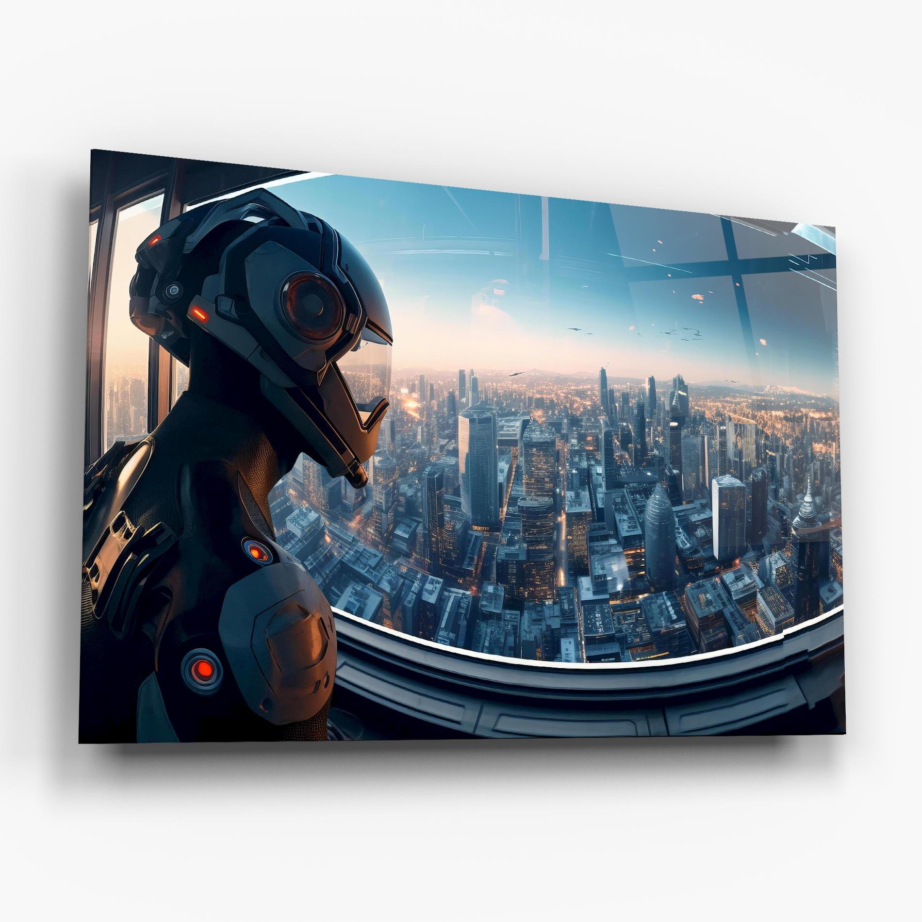 Стъклена картина Futuristic Robot mockup 6
