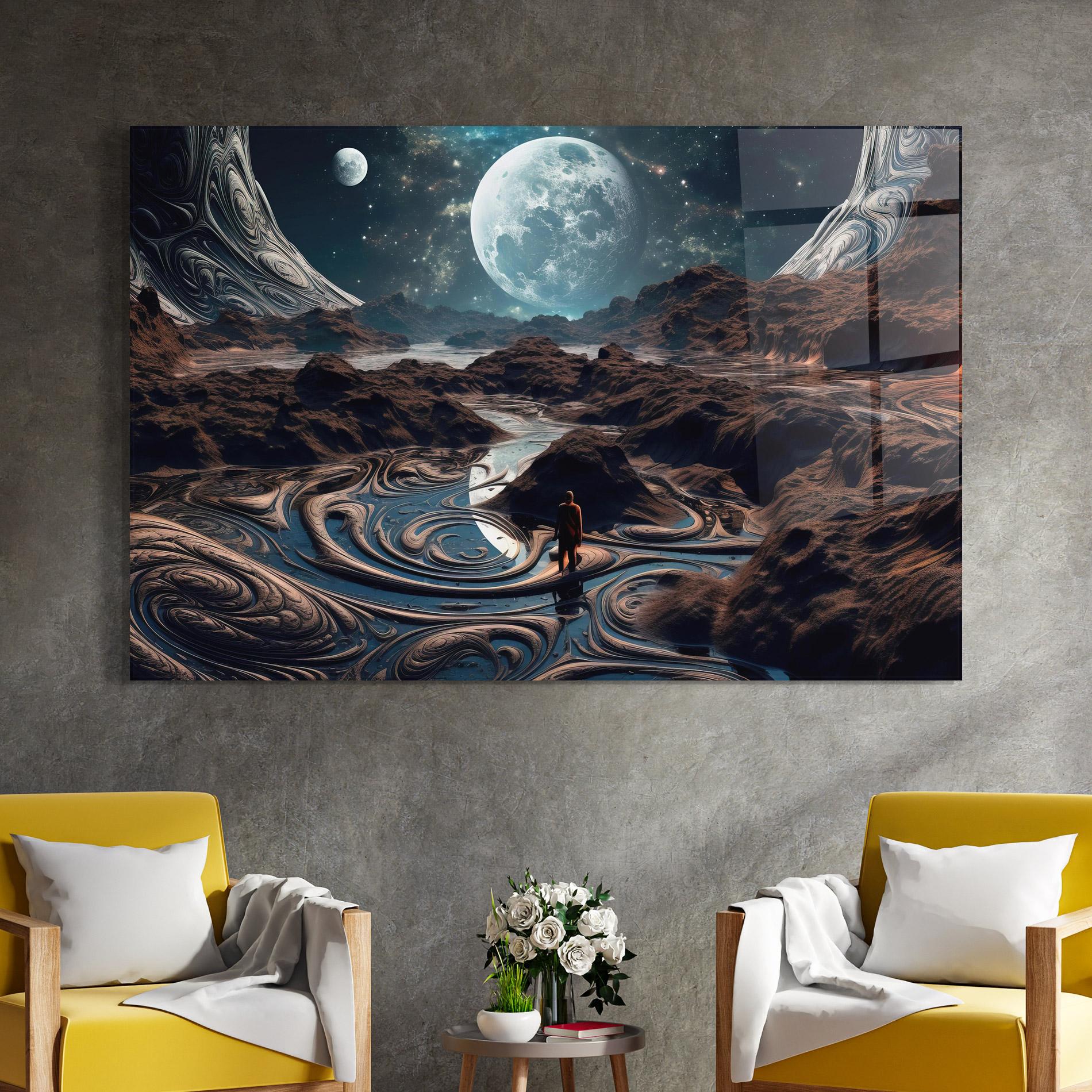 Стъклена картина Desert Big Moon mockup 4