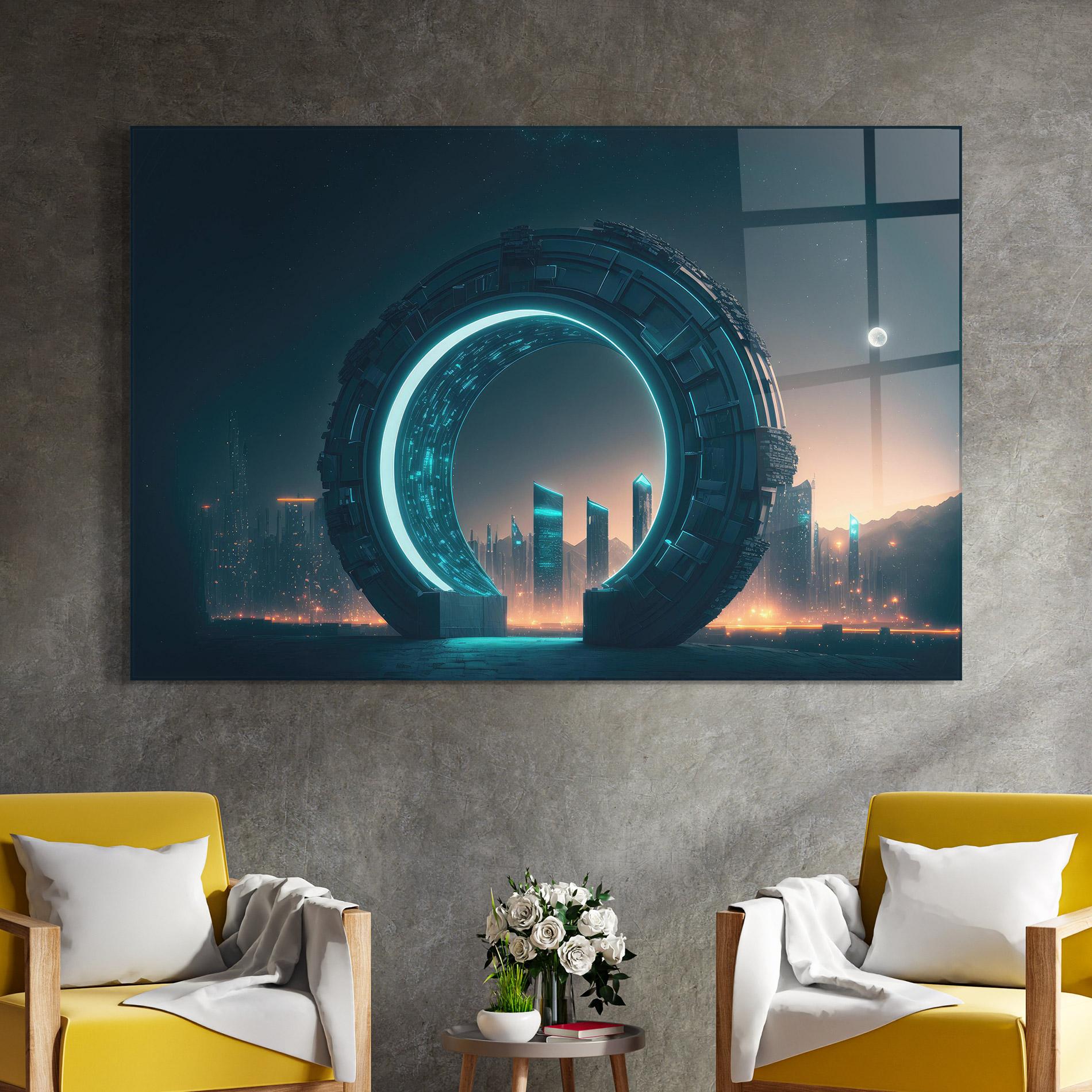 Стъклена картина Future Portal mockup 4
