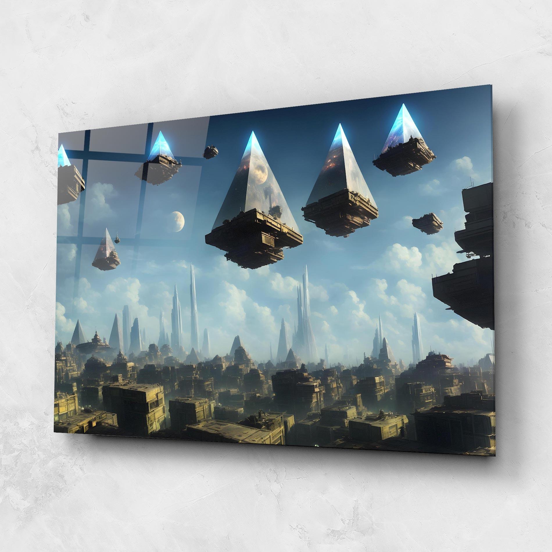 Стъклена картина Flying Piramids mockup 1