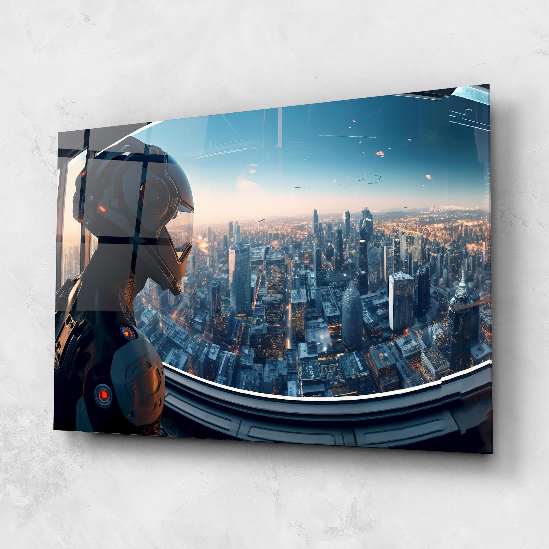 Стъклена картина Futuristic Robot mockup 1