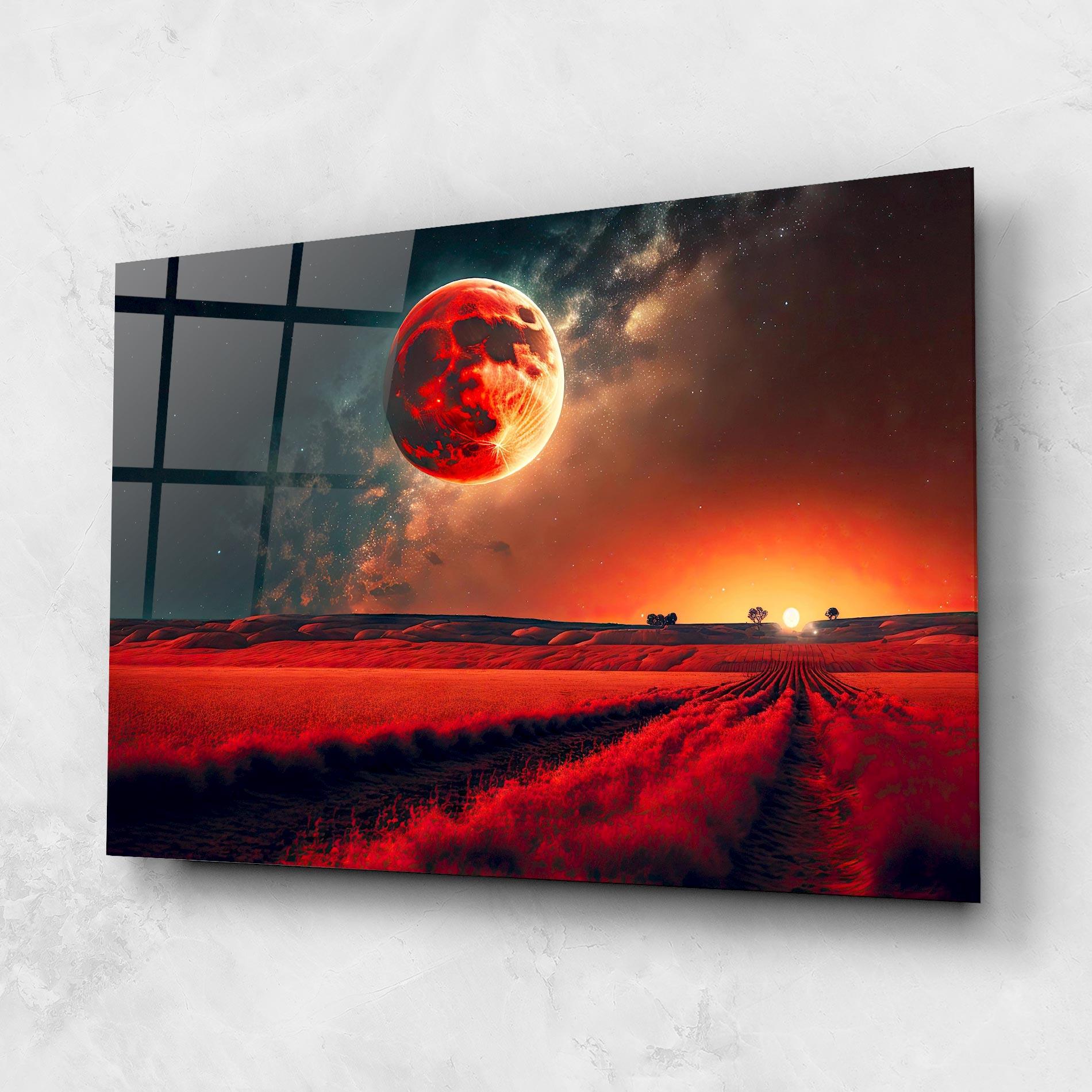 Стъклена картина Huge Red Moon mockup 1